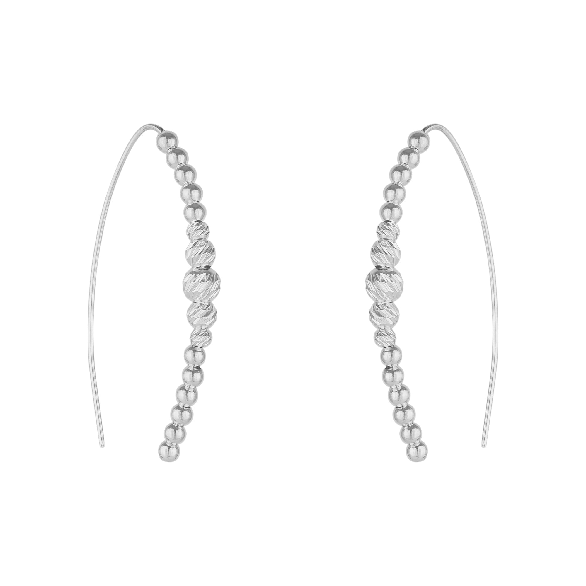 Silver Beaded Pull Through Sterling Silver Earrings, Image 1 of 1