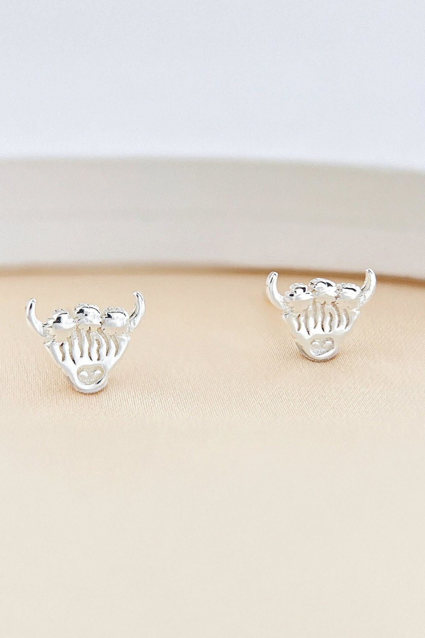 Silver Sterling Silver Highland Cow Crown Studs, Image 3 of 3