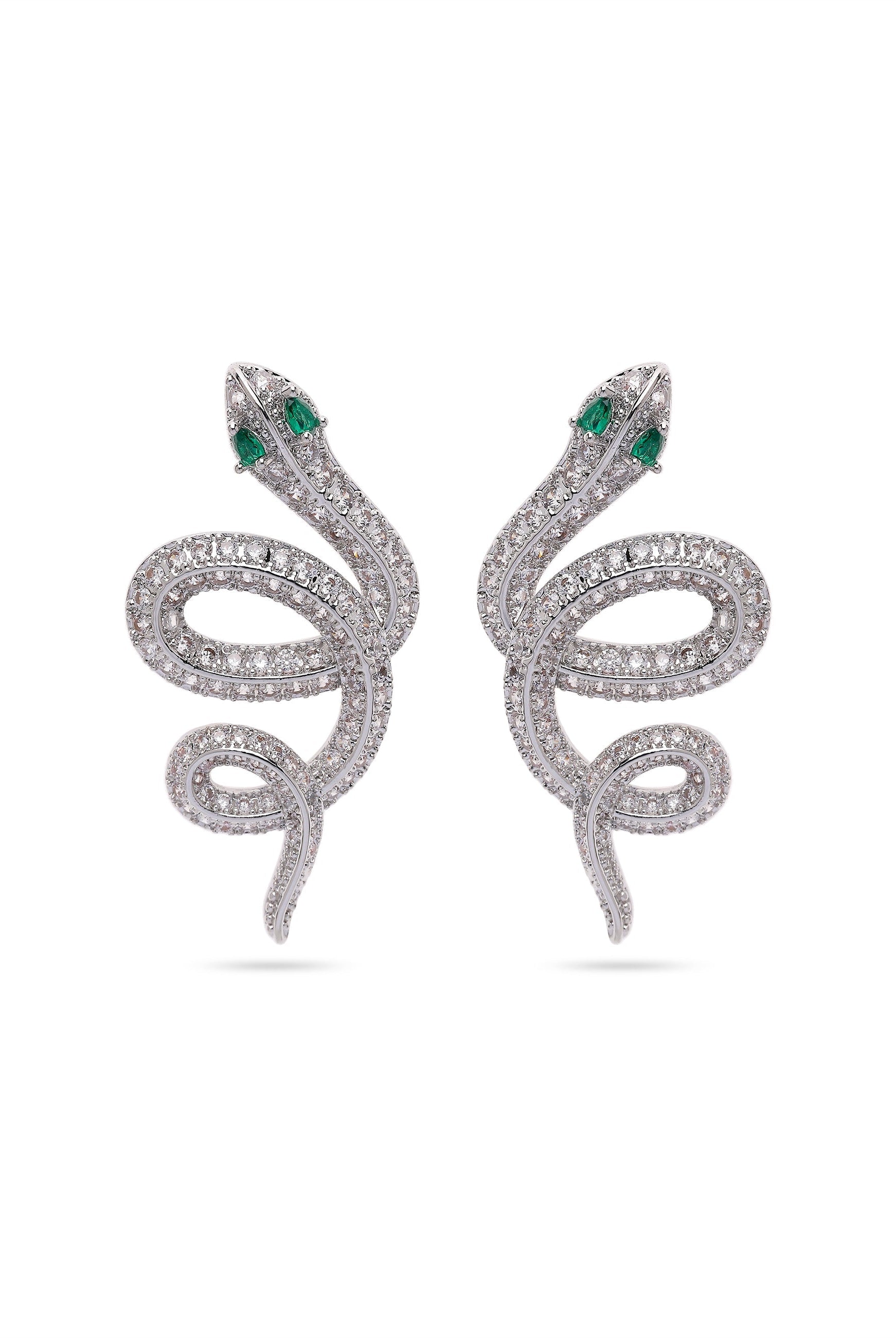 Metallic Silver Colored Serpent Earrings