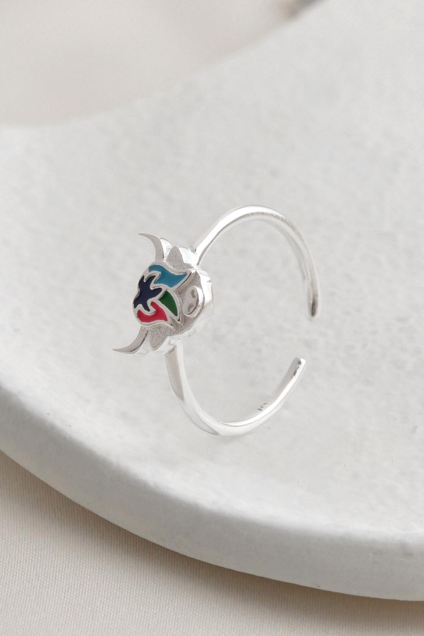 Multi Sterling Silver Highland Cow Adjustable Ring, Image 1 of 3