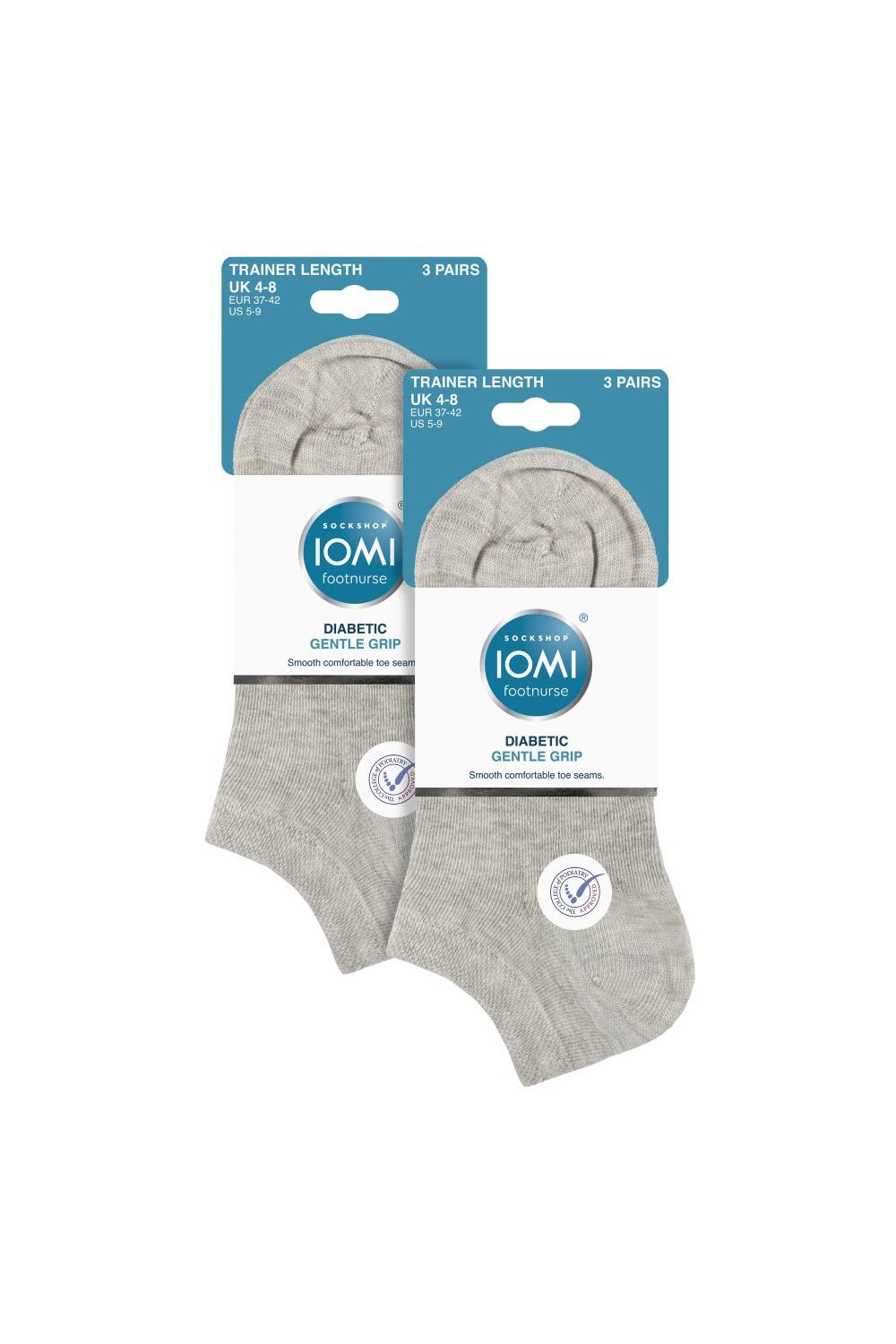 Grey 6 Pack Trainer Ankle Socks, Image 2 of 3