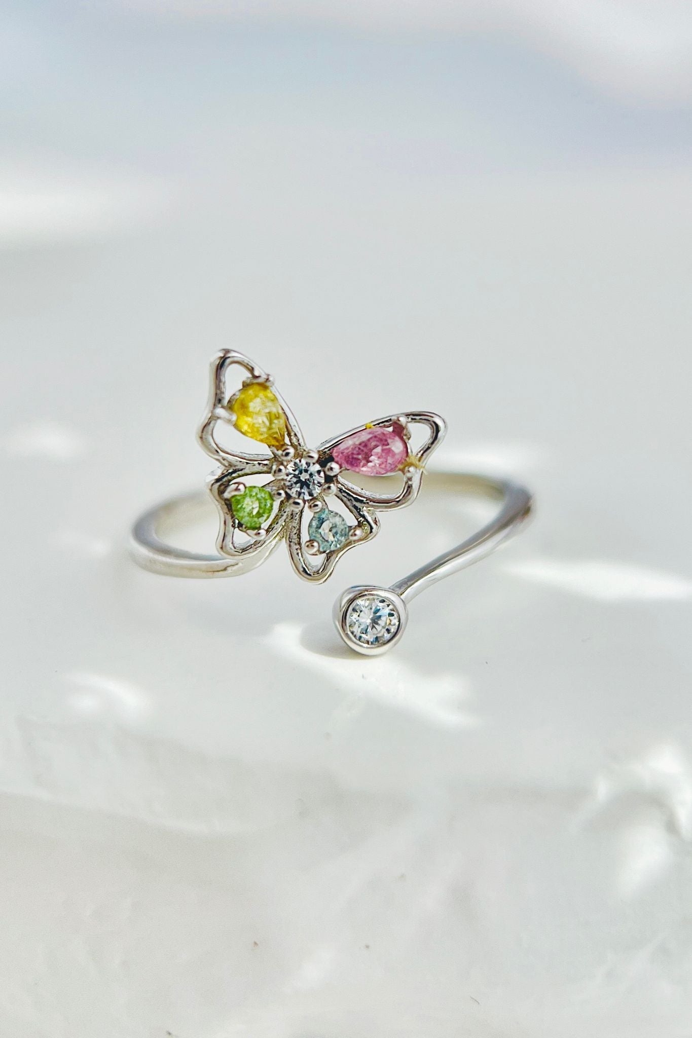 Multi Sterling Silver CZ Butterfly Ring, Image 1 of 4