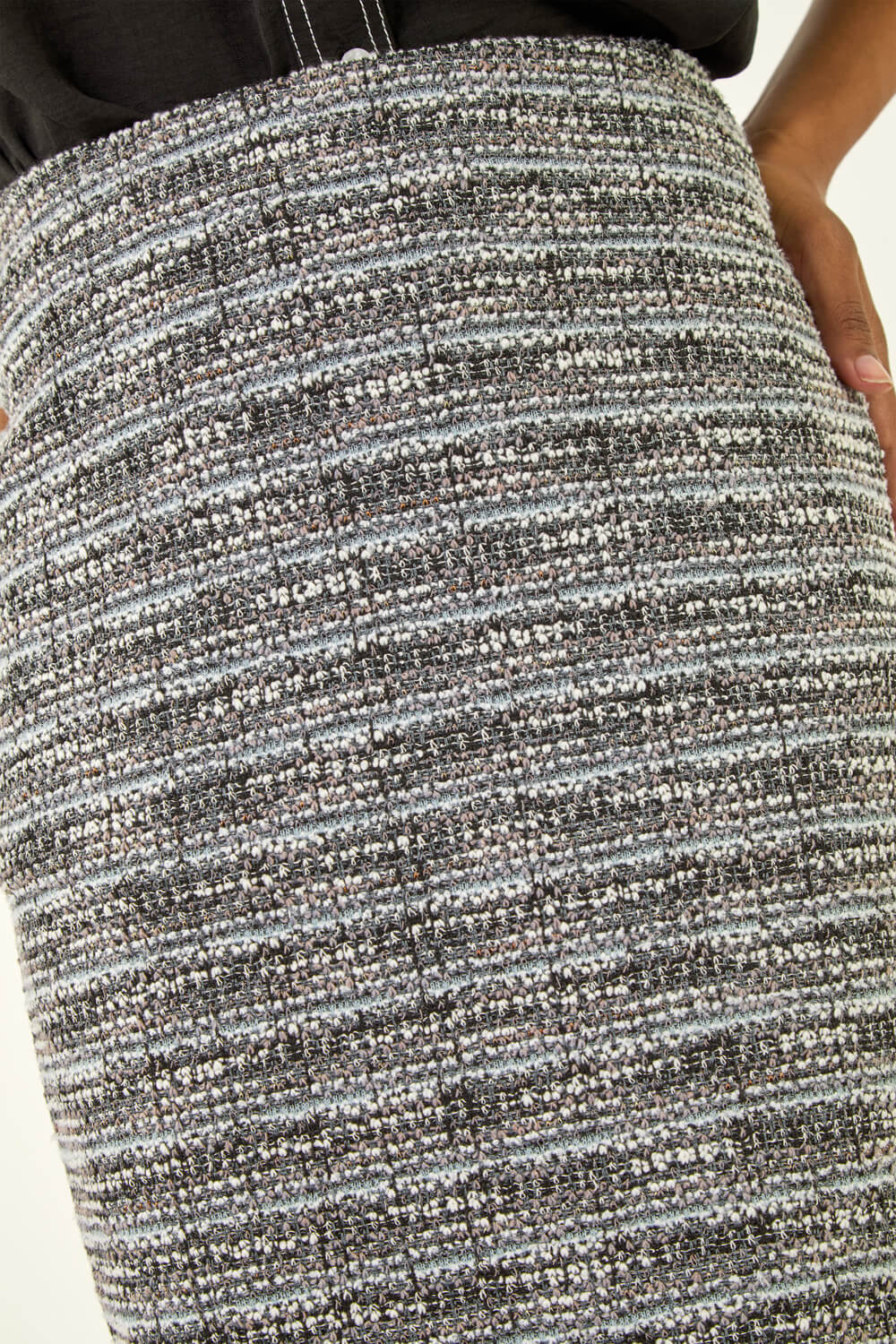 Black Textured Stretch Skirt, Image 6 of 5