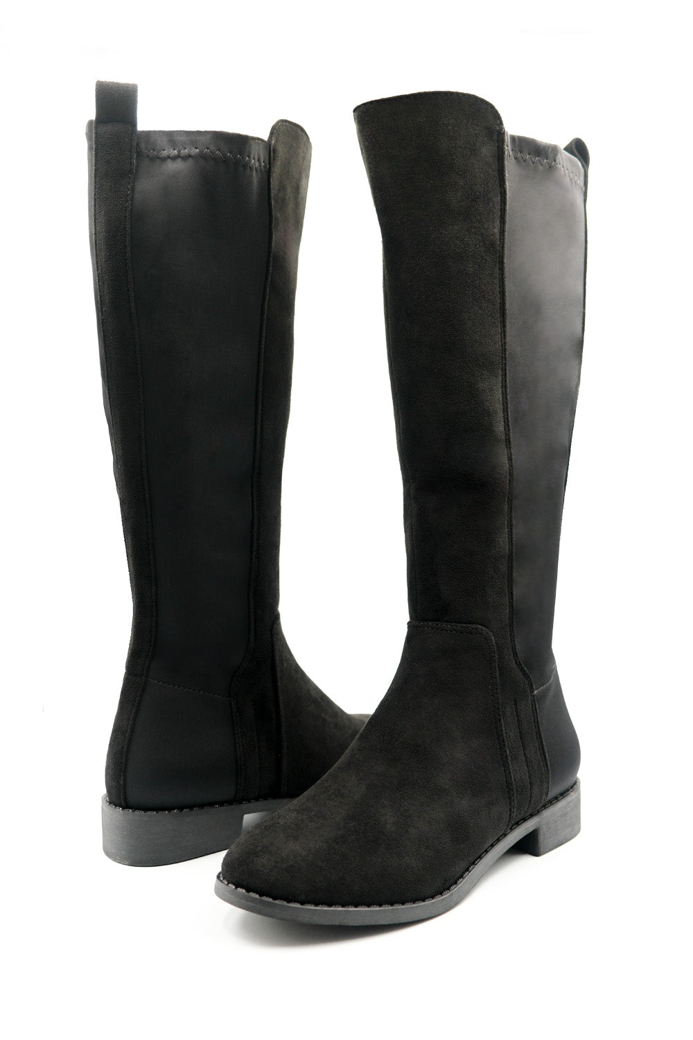 Black 'Parker' Knee High Boots With Side Zip, Image 3 of 5