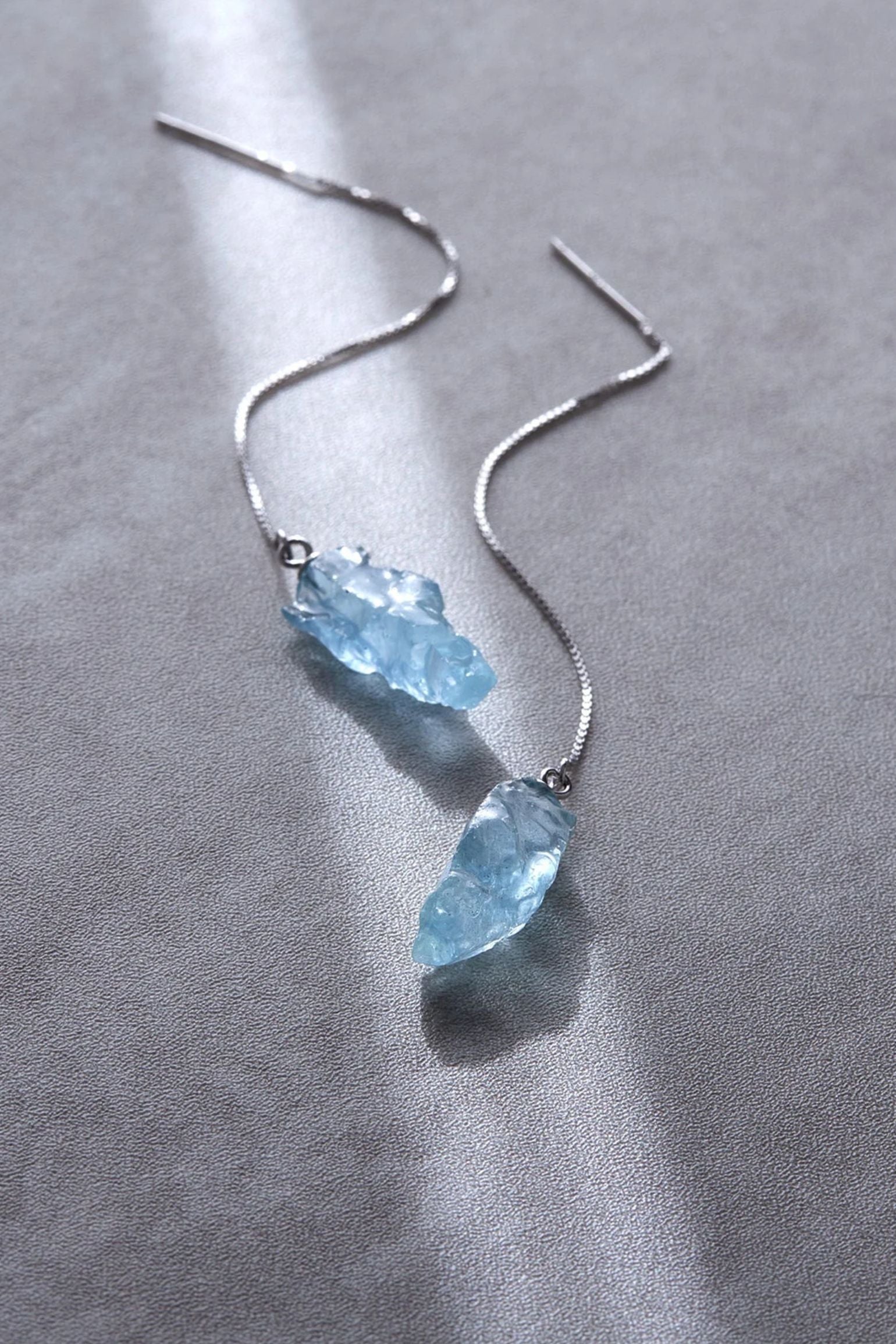 Blue Sterling Silver Blue Crystal Threaders, Image 3 of 3