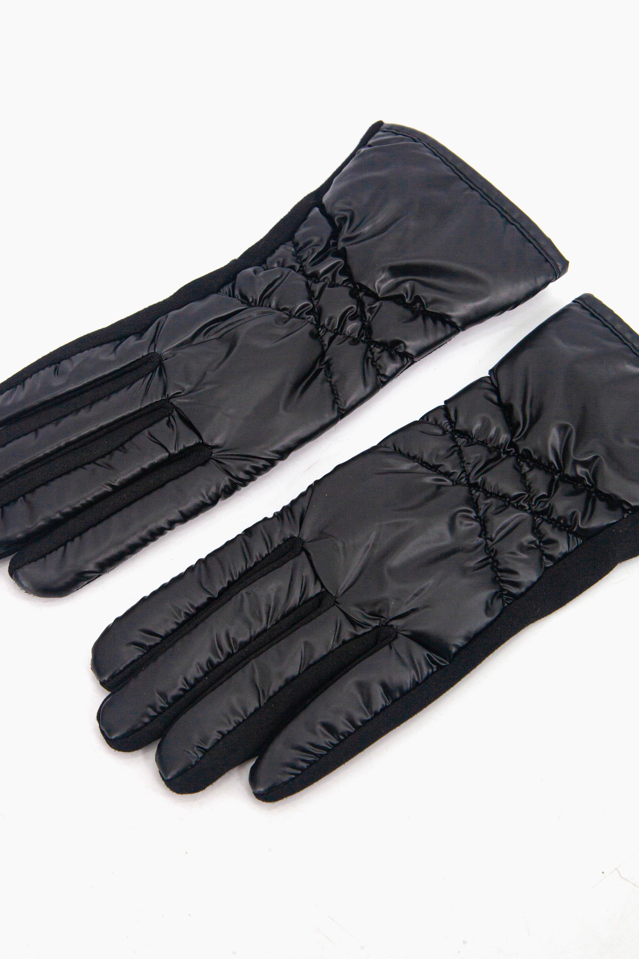 Black Metallic Touch Screen Winter Gloves, Image 3 of 4