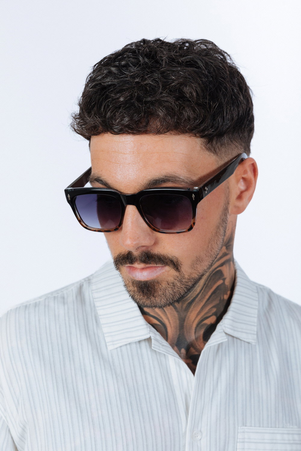 Black Square Sunglasses in Black Leopard, Image 8 of 8