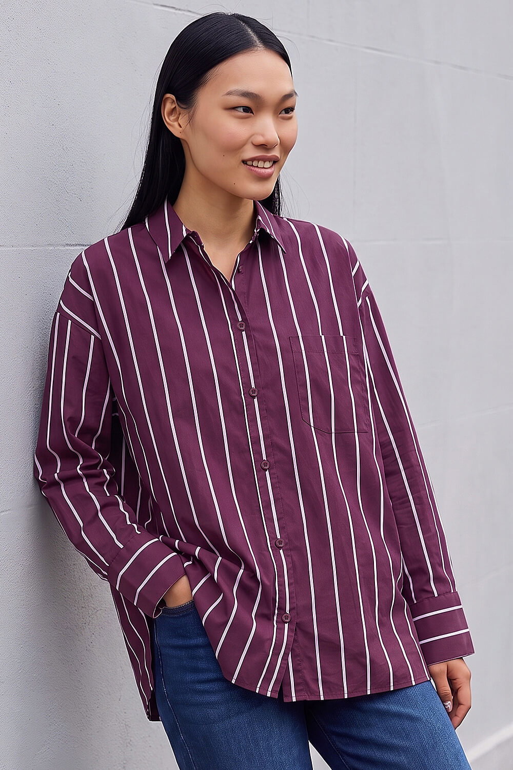 Dusk  Plum Stripe Oversized Shirt Size 12