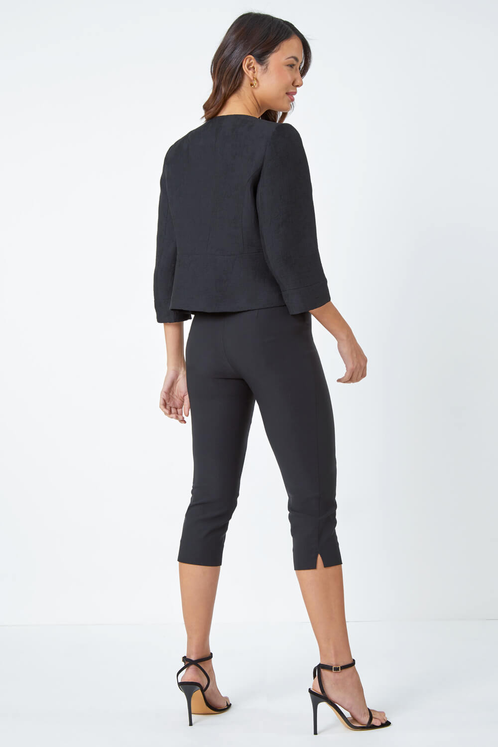 Structured Cropped Jacket with Sculpted Sleeves - Black main image 0