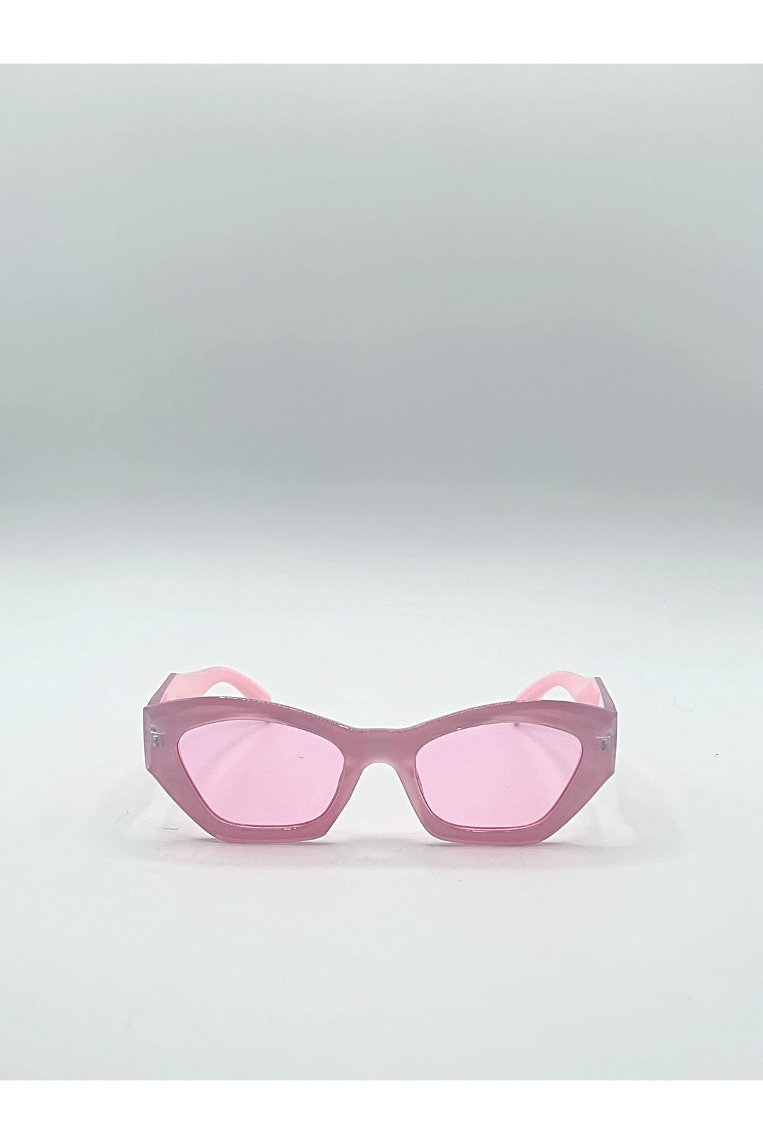 Pink SVNX Pink Angular Cat-Eye Sunglasses in Pink, Image 1 of 3