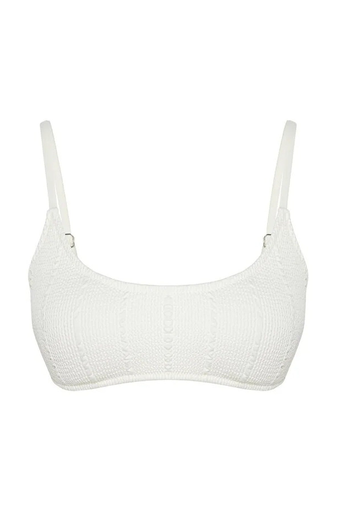 White Textured Padded Bralette Bikini Top, Image 2 of 4