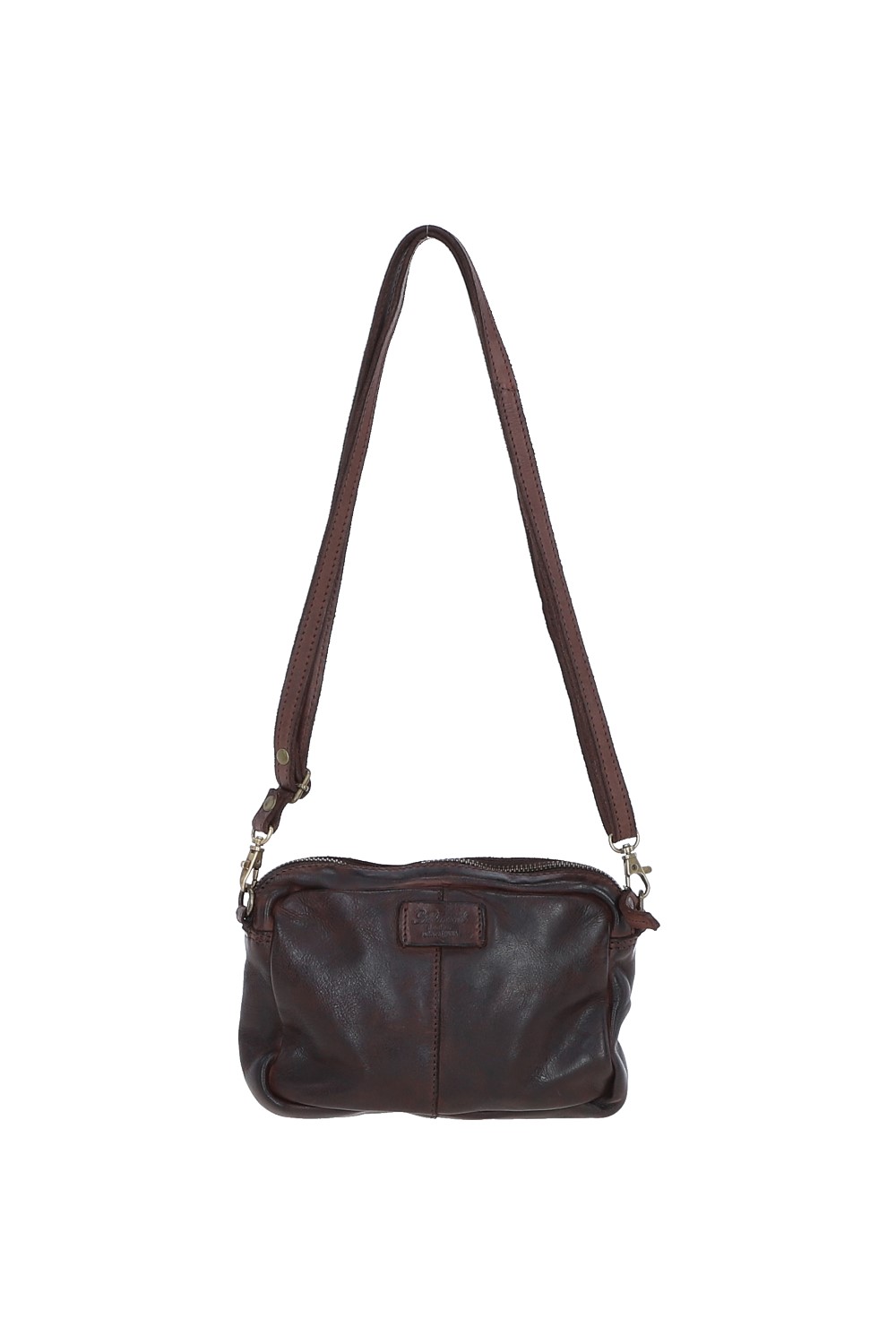 Dark Brown Real Leather Vintage Cross Body Bag, Image 4 of 5