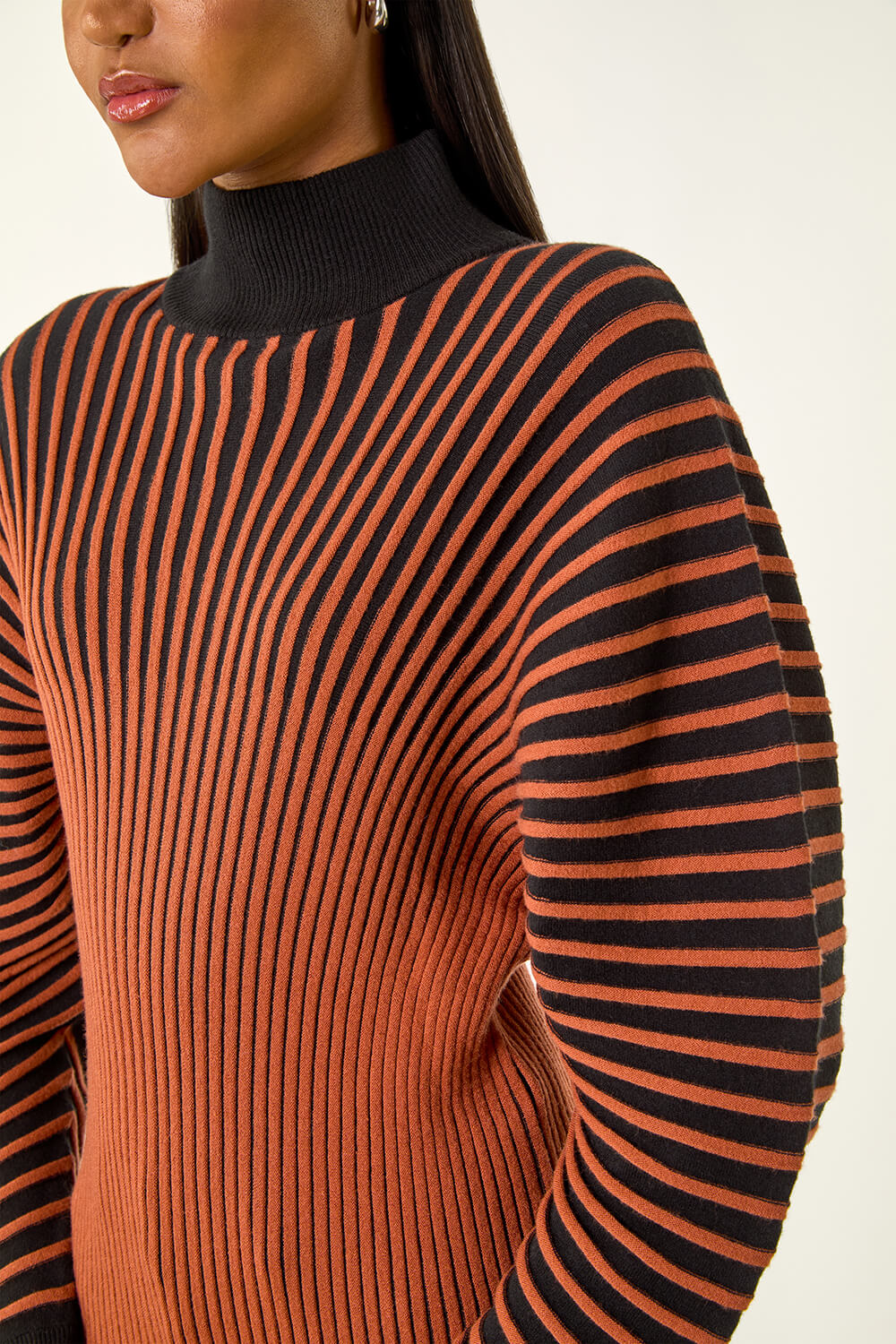 ORANGE Colour Block Stripe Knit Jumper, Image 6 of 5
