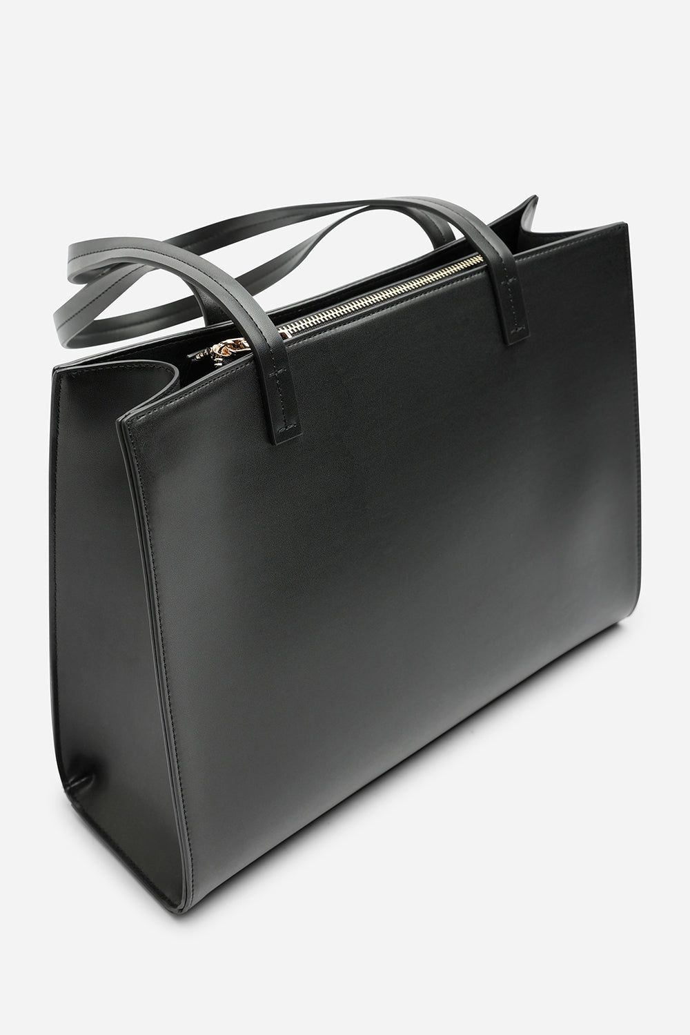 Black Bailee Double Handle Tote Bag with Central Fastening, Image 3 of 6