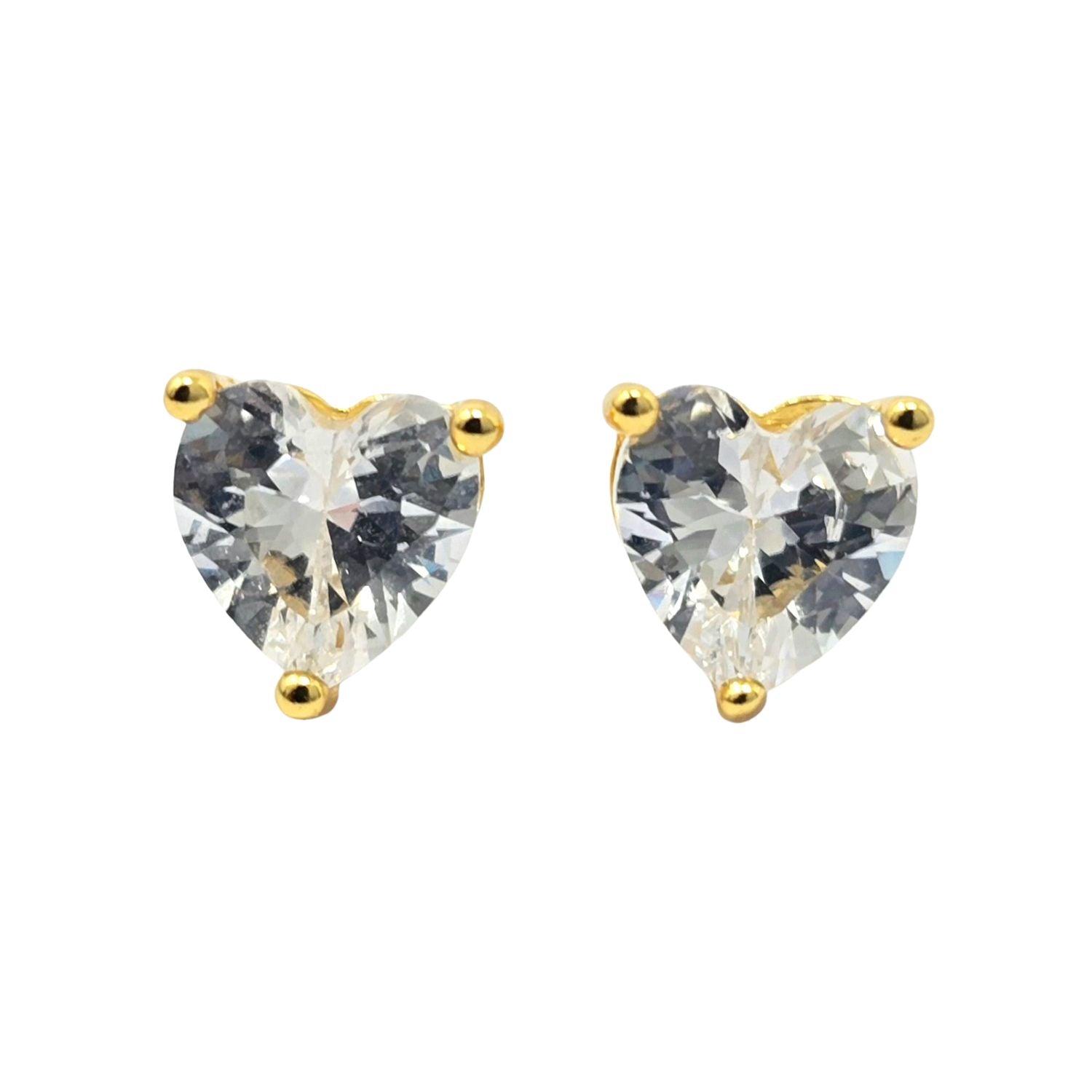Metallic Diamond Heart April Birthstone Stud Earrings