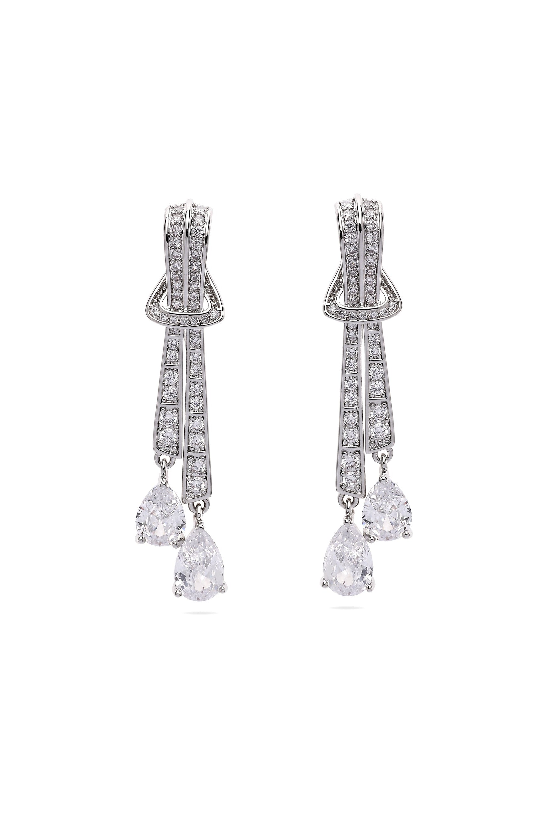 Metallic Silver Knot Dangle Earrings