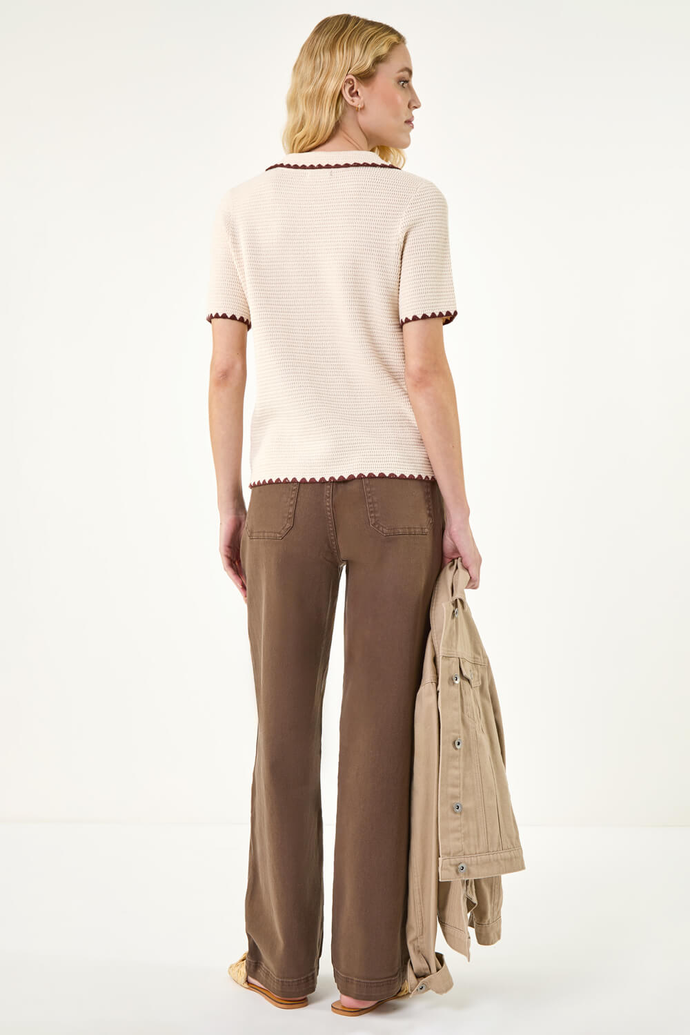 Stone Textured Collar Knit Top, Image 5 of 6