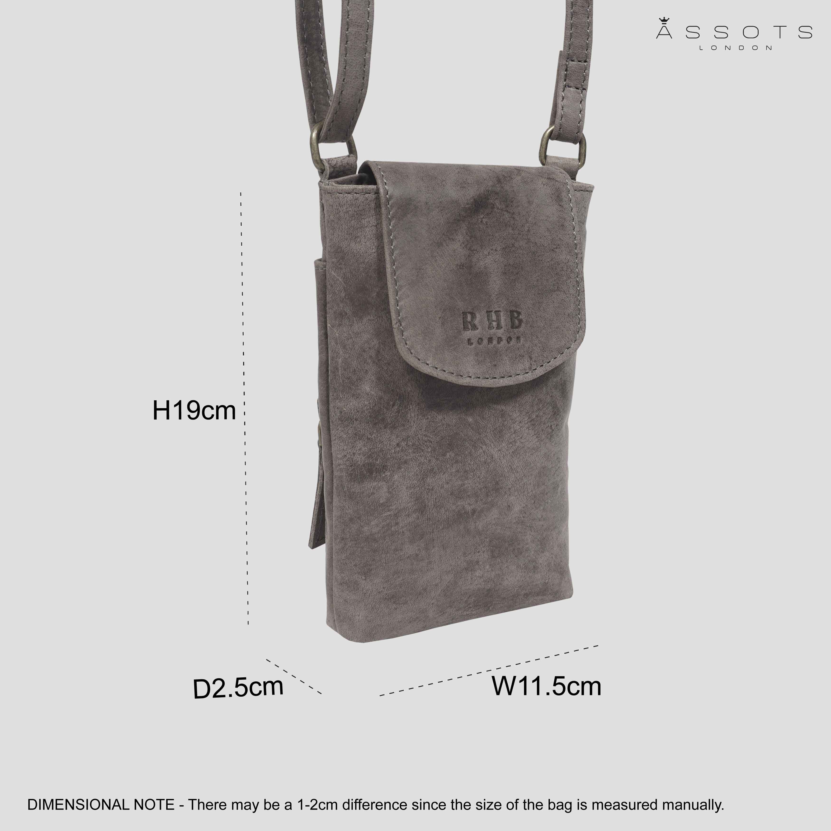 Light Grey 'THEA' Real Leather Mobile Phone Crossbody Bag, Image 6 of 6