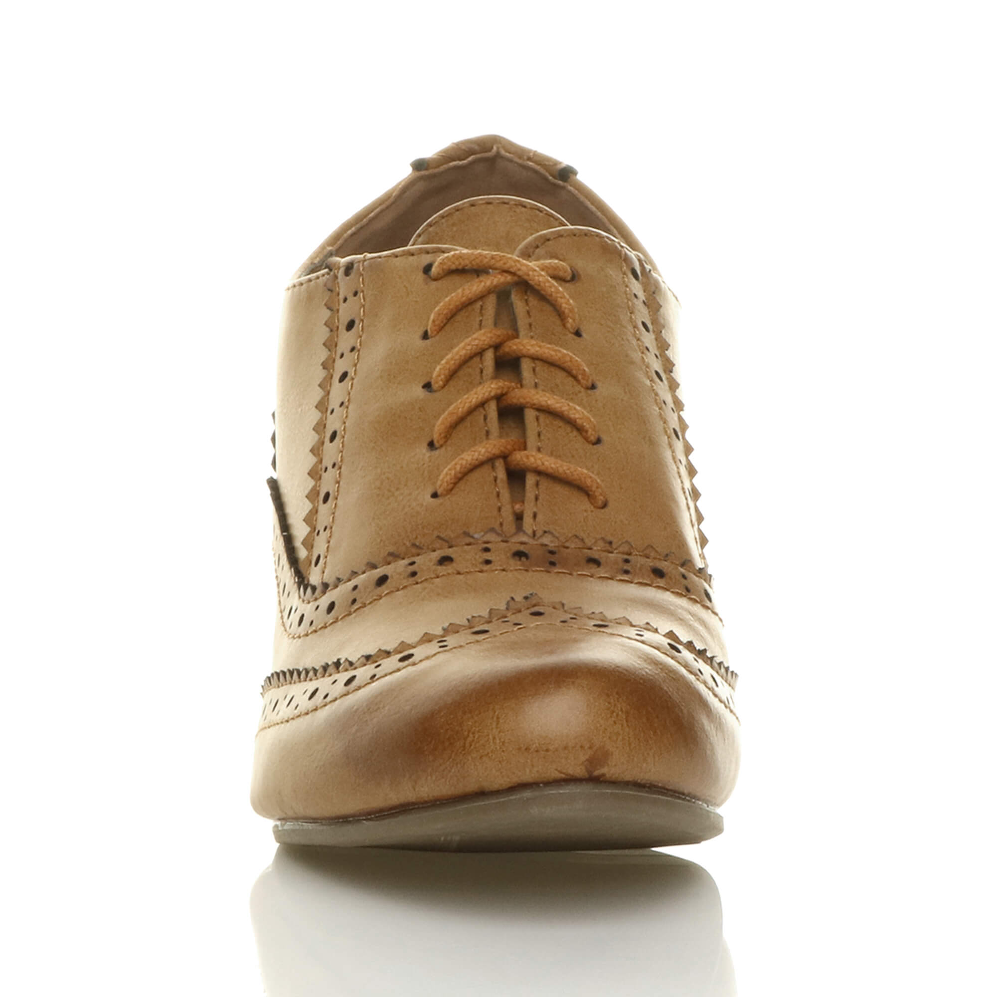 Tan AJVANI Tan Mid Heel Brogue Ankle Boots Shoe Boots, Image 6 of 6