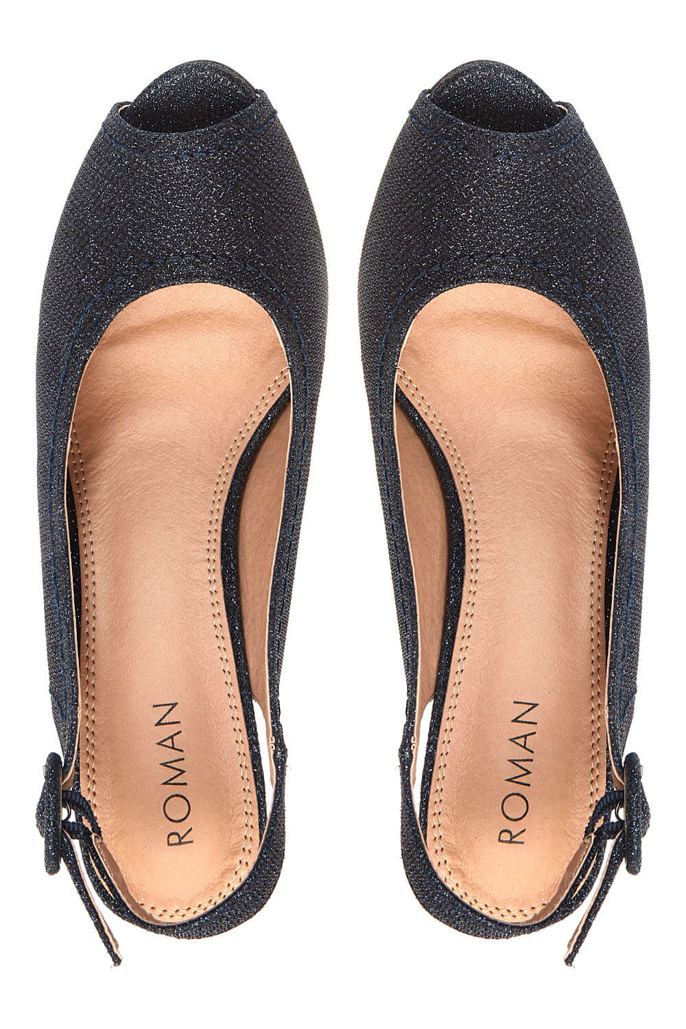 Navy Glitter Peep Toe Heels, Image 6 of 5