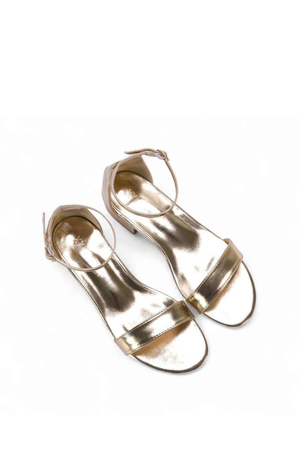 Gold XY LONDON Gold 'Tate' Low Block Heel Sandals With Ankle Strap, Image 5 of 5