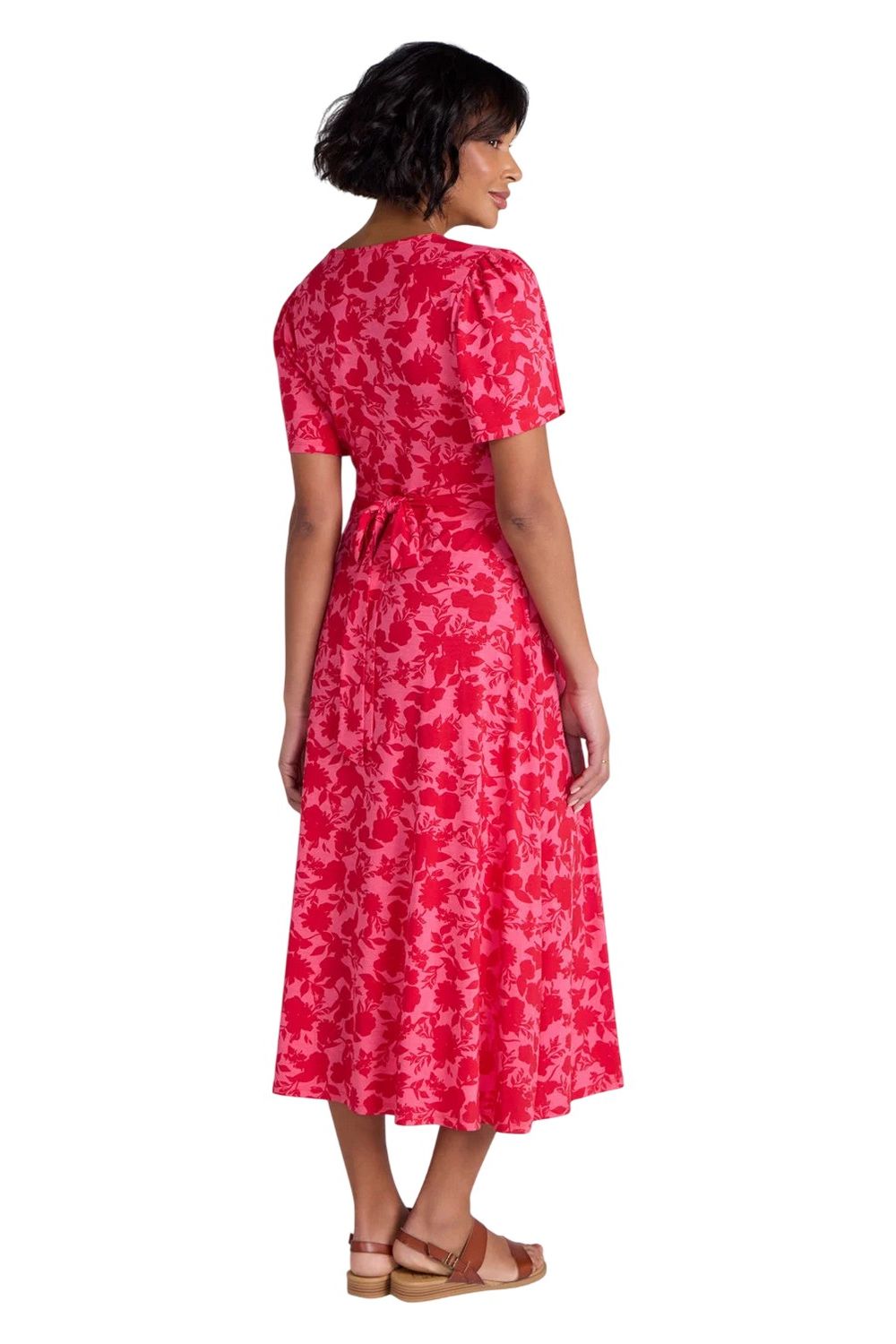 Coral Como Flowers Midi Dress, Image 5 of 5