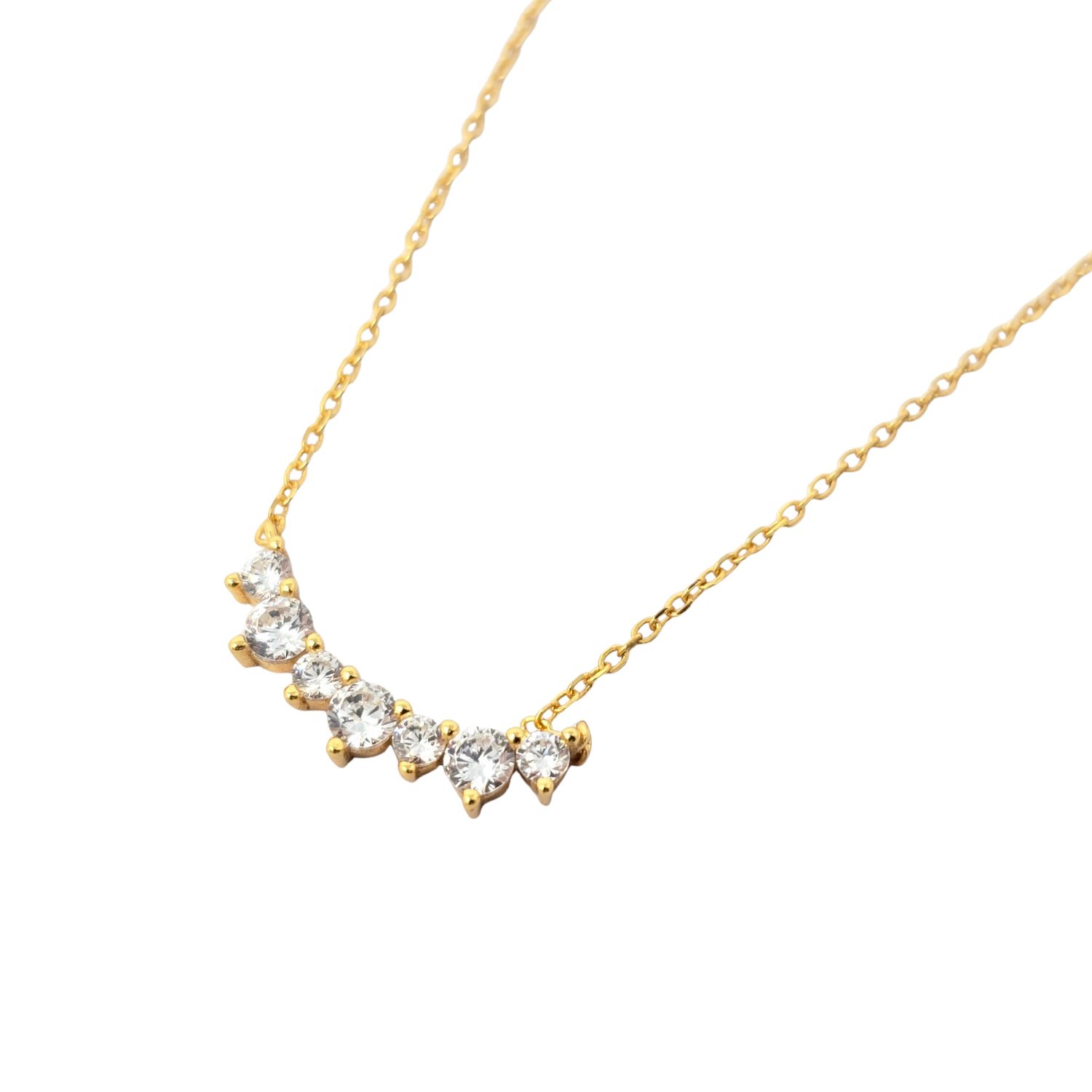 Gold Cluster Sparkling Diamond Gemstone Gold-Plated Necklace, Image 1 of 2