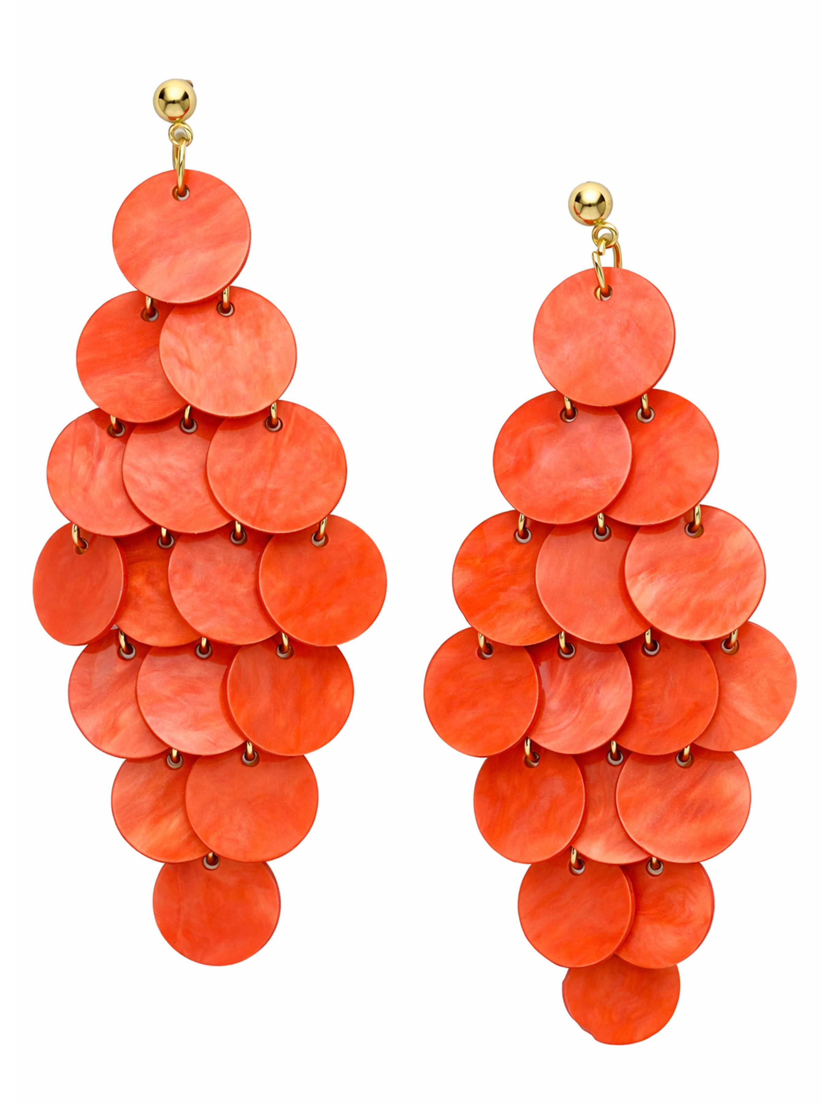 Pink Natural Shell Disc Cascade Drop Earrings