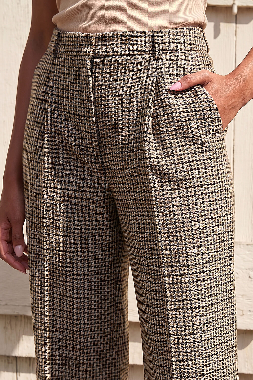Brown Tweed Wide Leg Trouser, Image 5 of 5