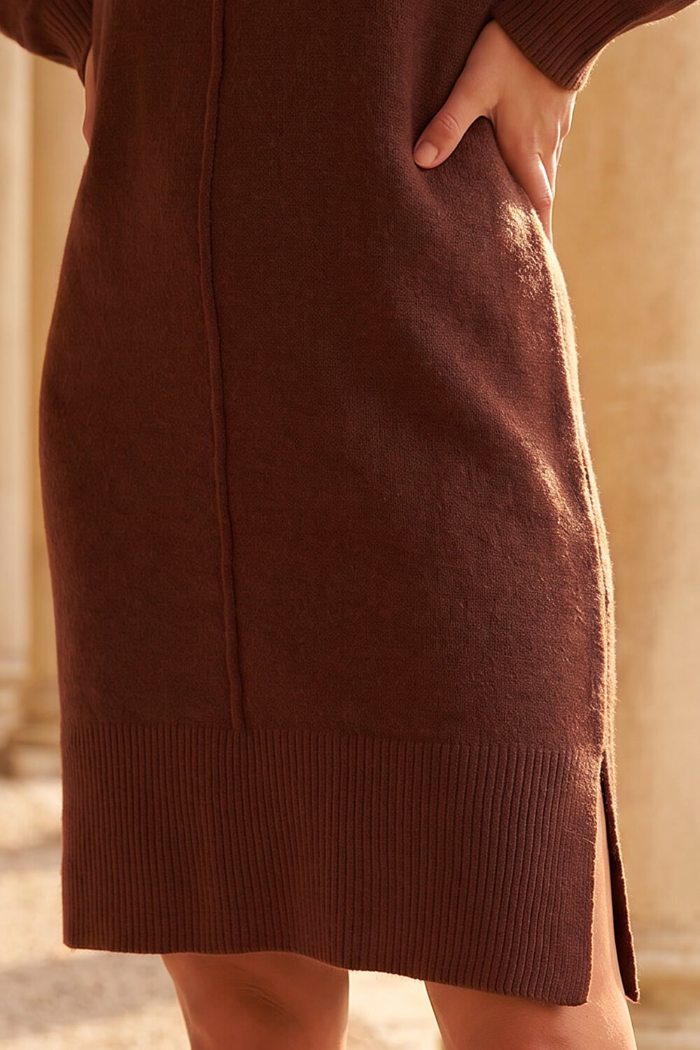 Rust Petite Knit Dress, Image 5 of 4