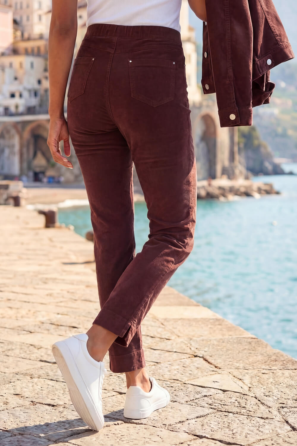 Chocolate Corduroy Straight Stretch Trouser, Image 4 of 4