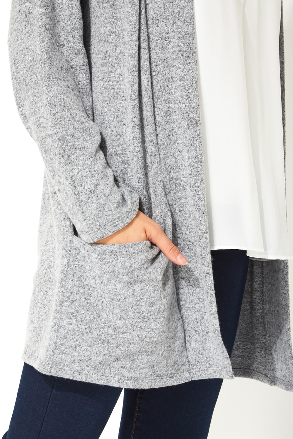 Grey Longline Edge to Edge Cardigan, Image 5 of 5