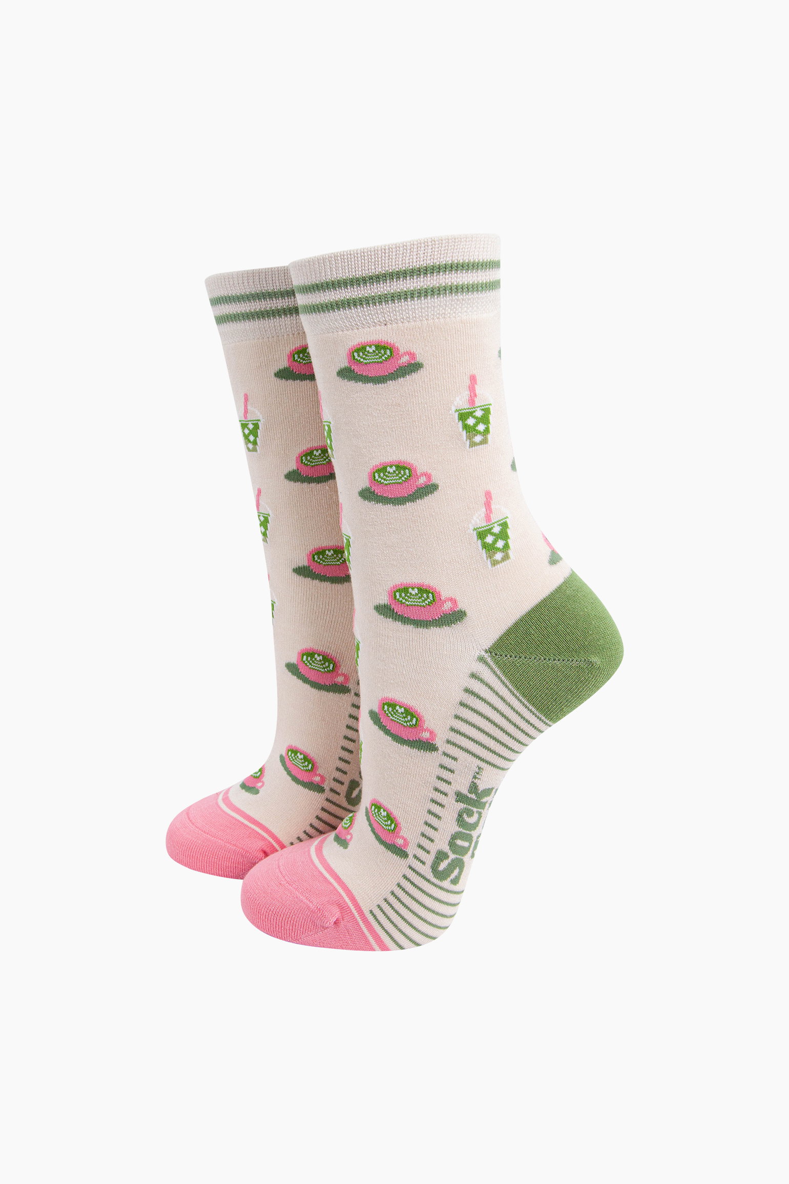 Cream Matcha Tea Bamboo Socks In Cream