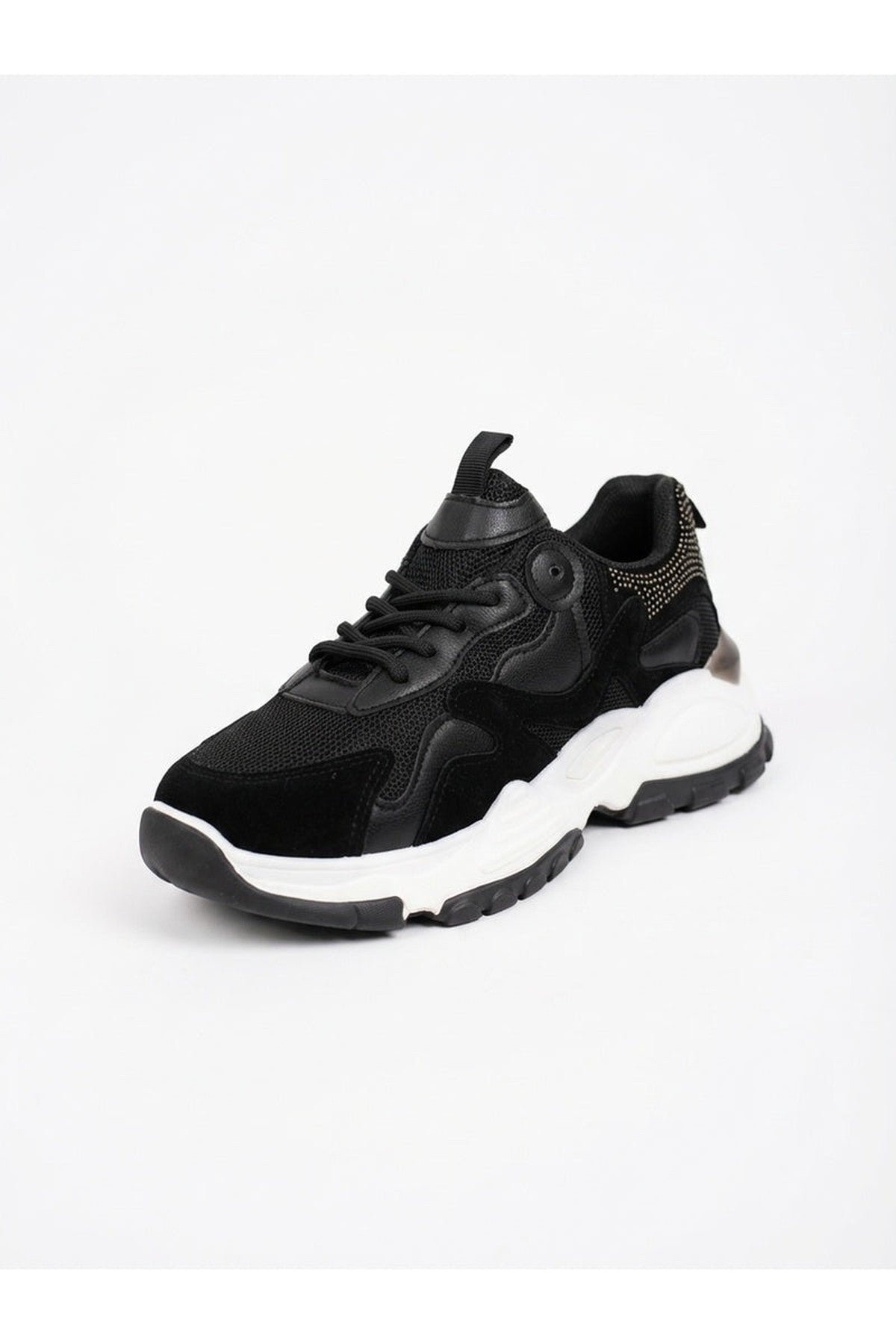 Black iKrush Black Ivy Studded Chunky Trainers, Image 2 of 5