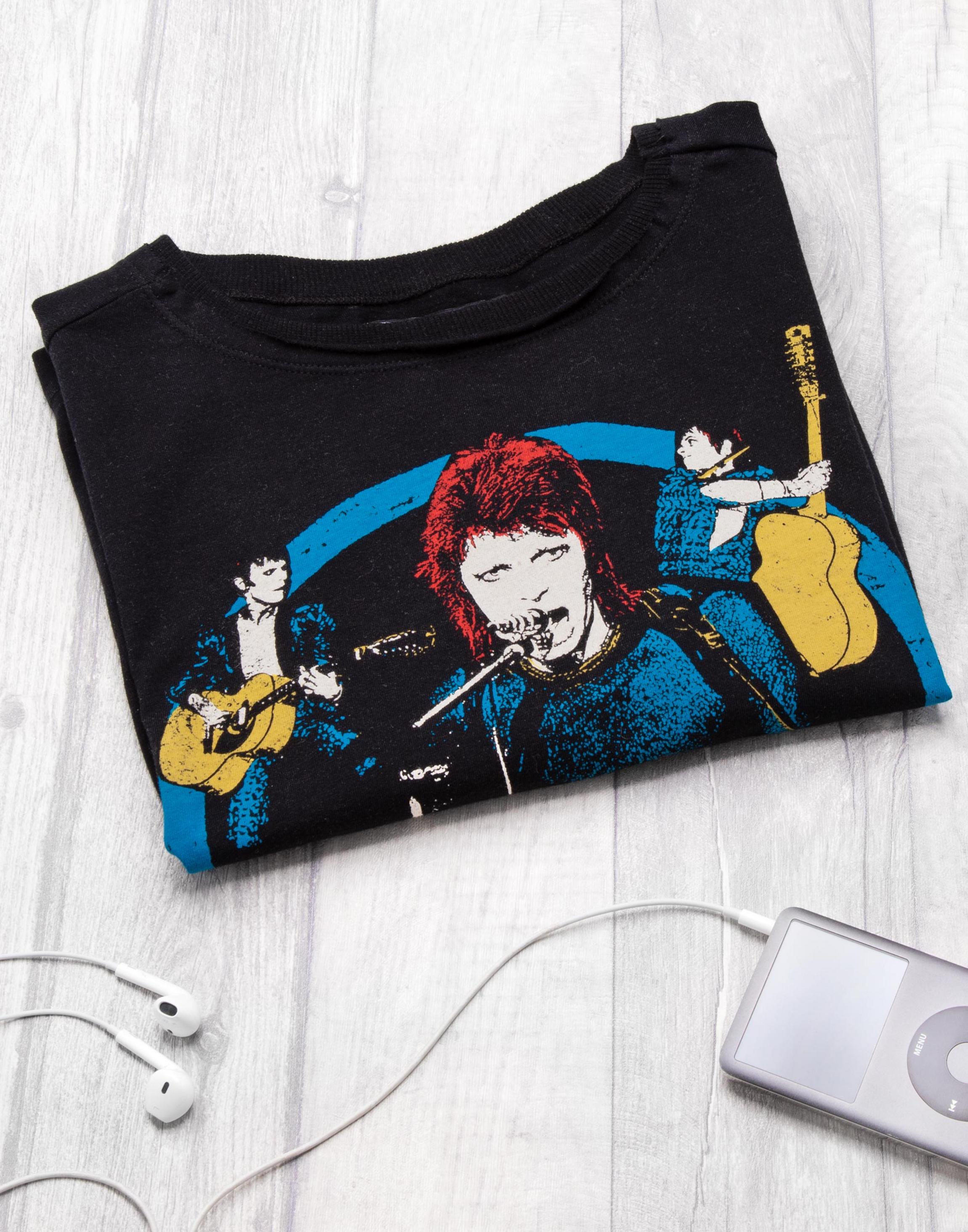Black David Bowie Circle Crop T-Shirt, Image 3 of 5