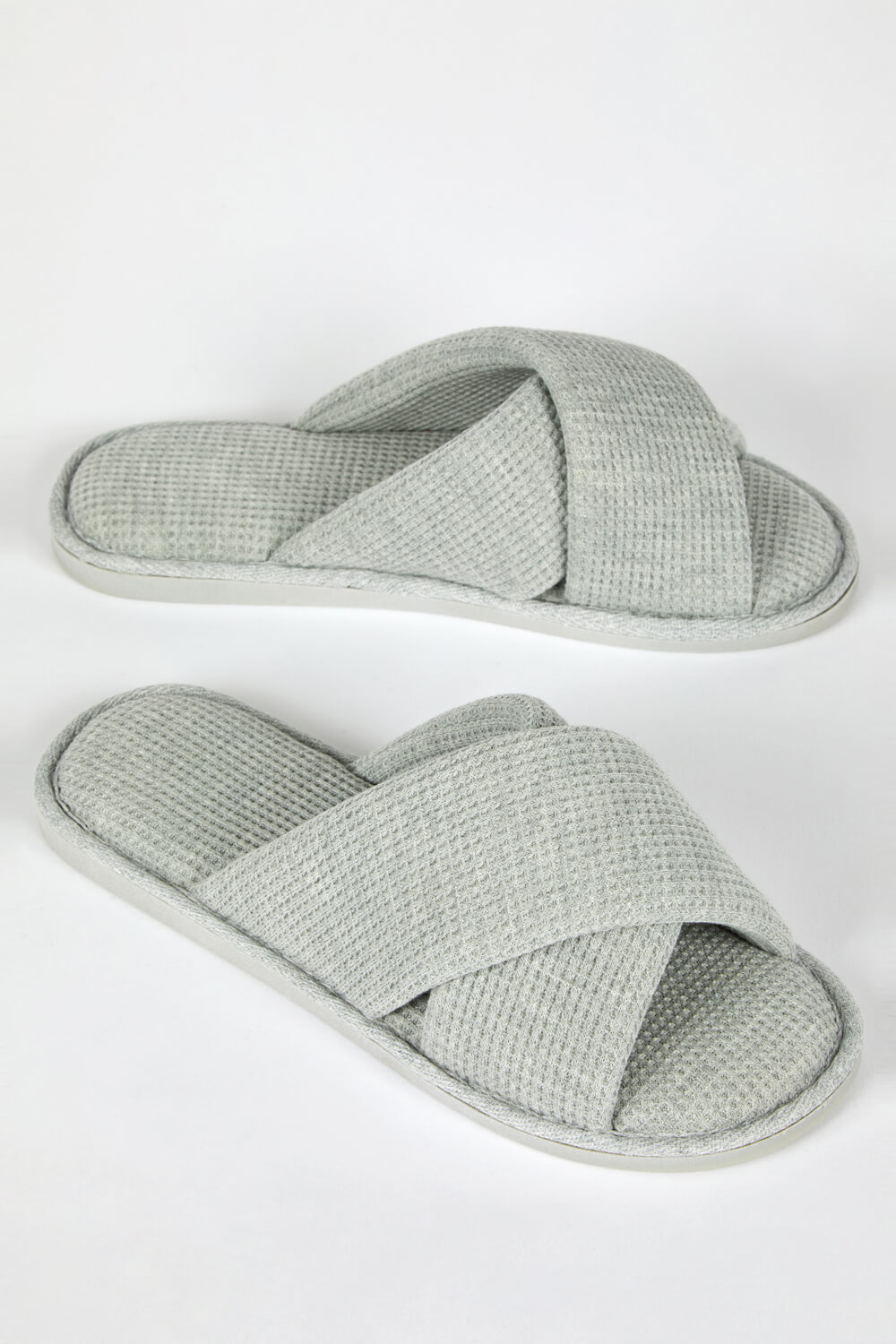 Grey Waffle Crossover Slipper, Image 3 of 4