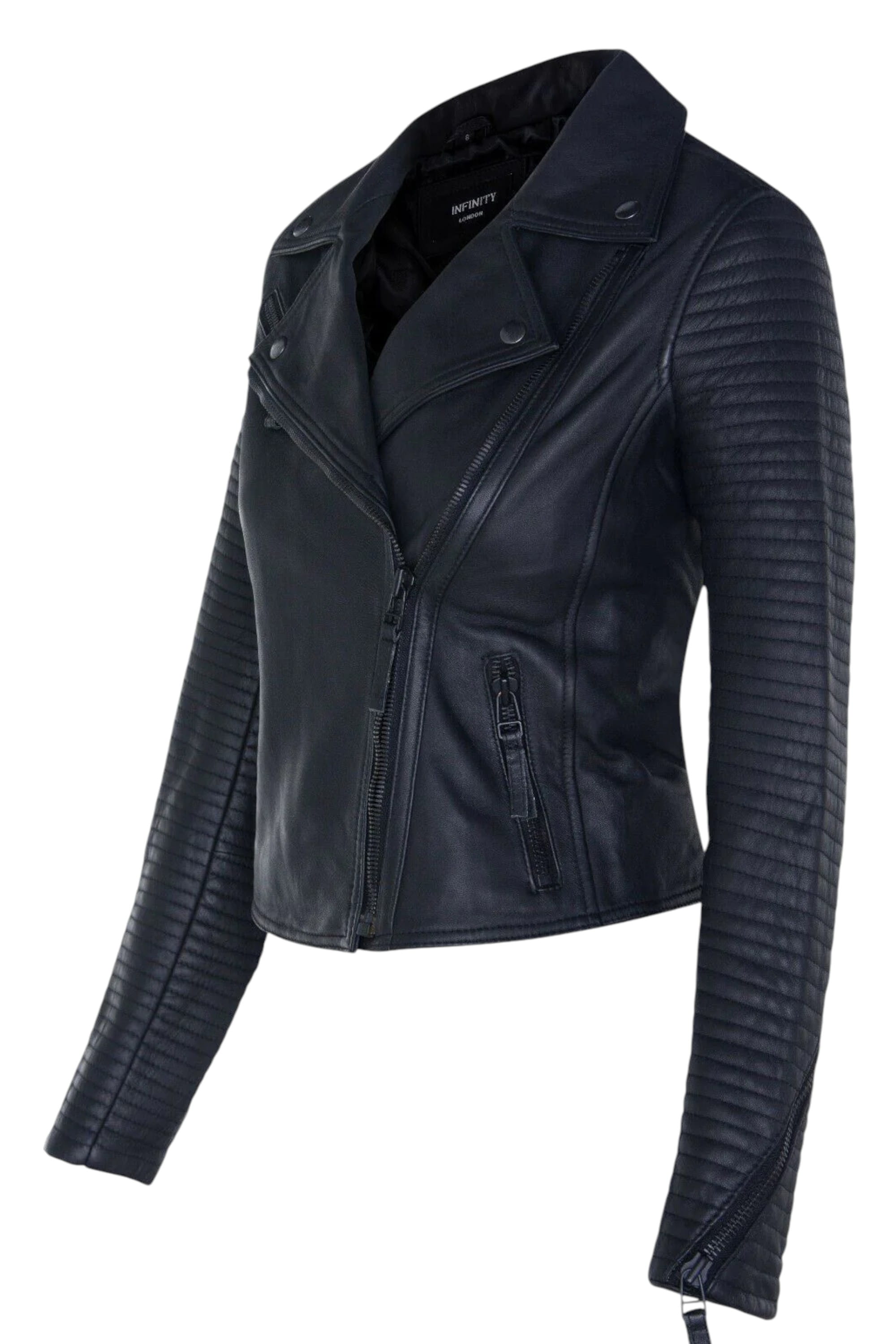 Black Leather Matt Vintage Brando Biker Jacket, Image 2 of 4