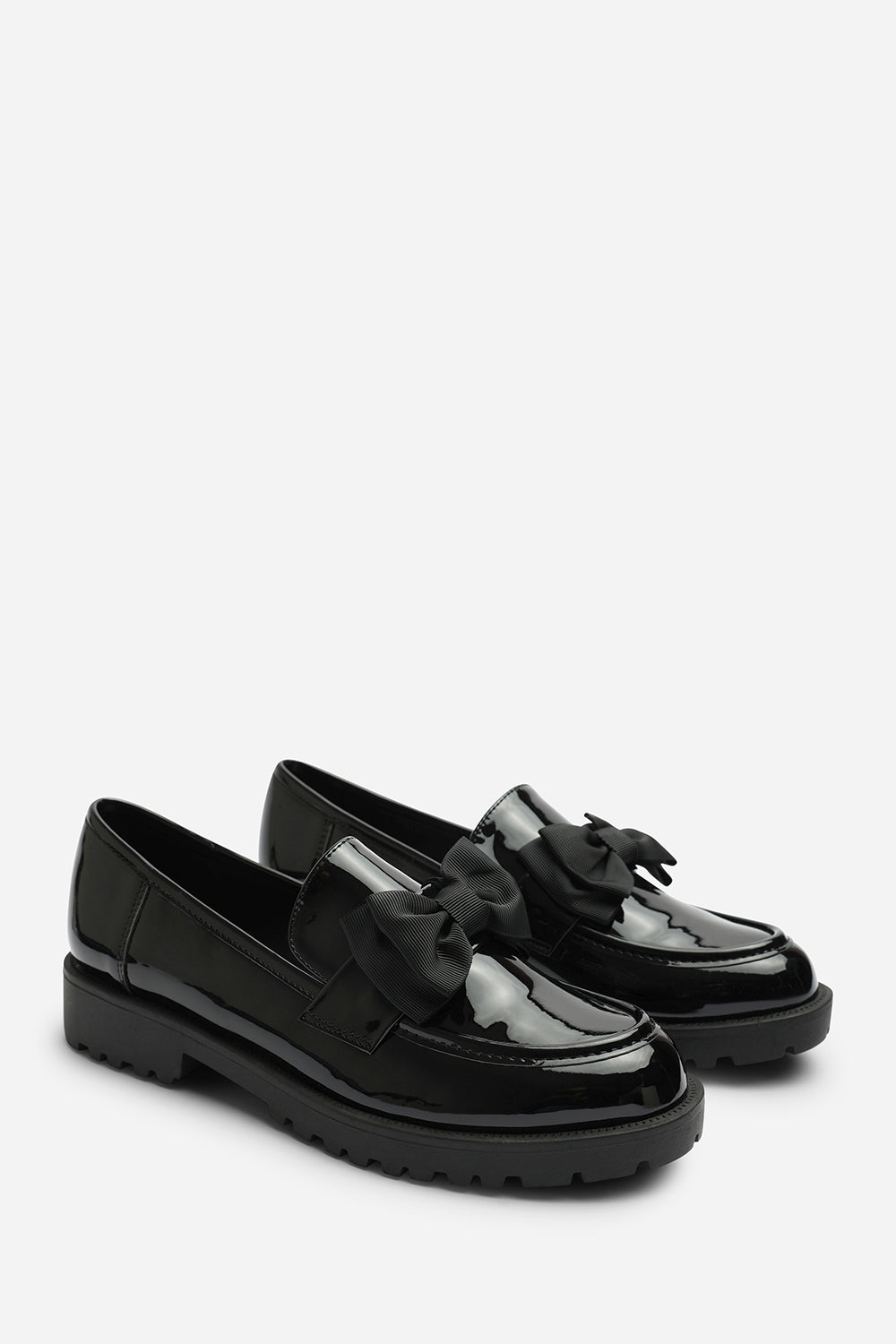 Black Kinley Chunky Bow Detail Patent Loafers, Image 4 of 6