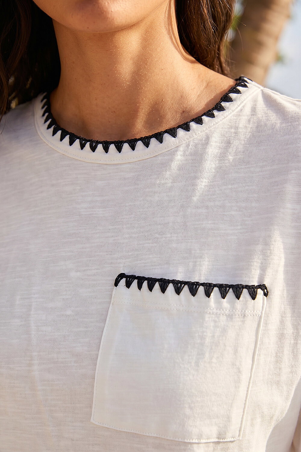 Ivory Blanket Stitch Oversized T-Shirt, Image 5 of 4