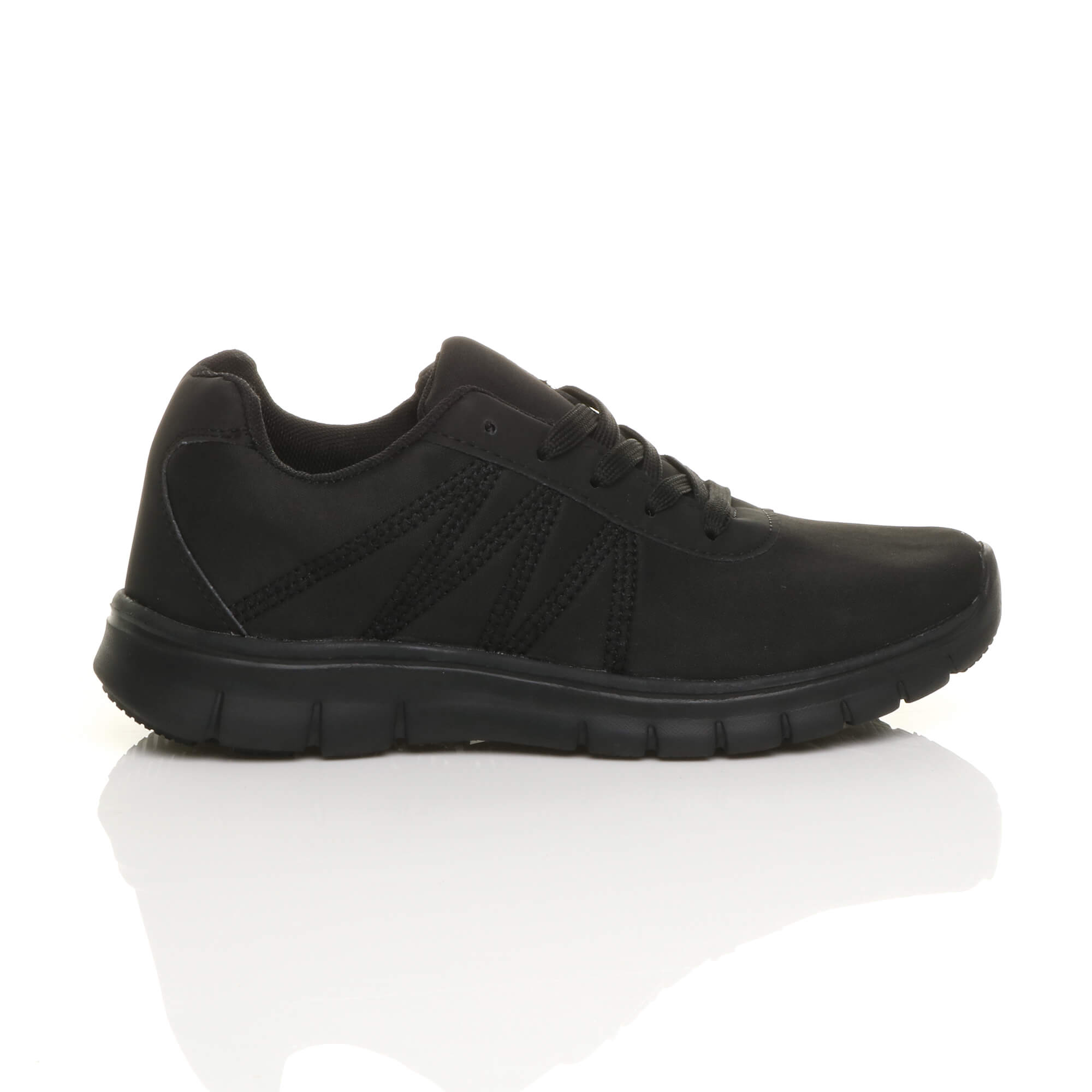 Black AJVANI Black Lace Up Memory Foam Trainers, Image 2 of 2