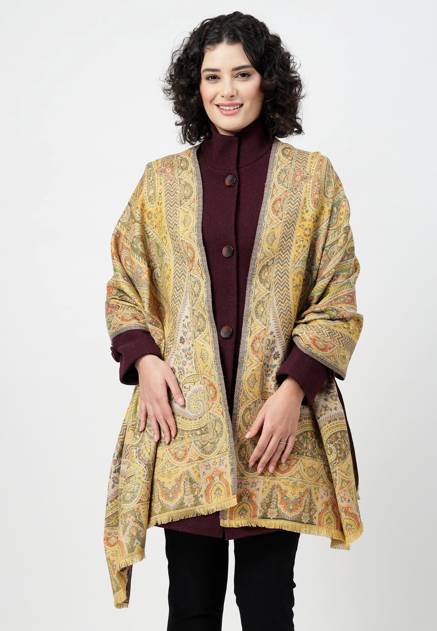 Multi Kashmiri Jamawar Scarf, Image 4 of 4