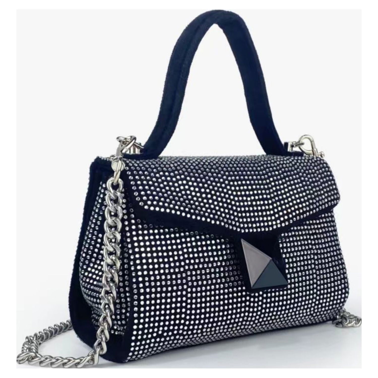 Black Black Suede Rhinestone Grab Bag