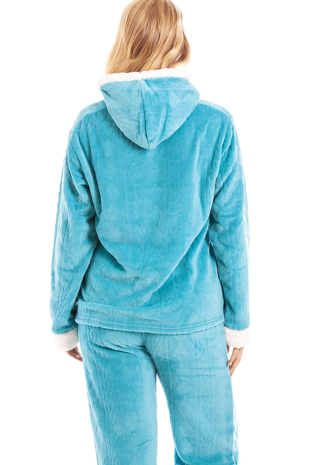 Light Blue Camille Lingerie Light Blue Supersoft Hooded Pyjama Set, Image 5 of 5
