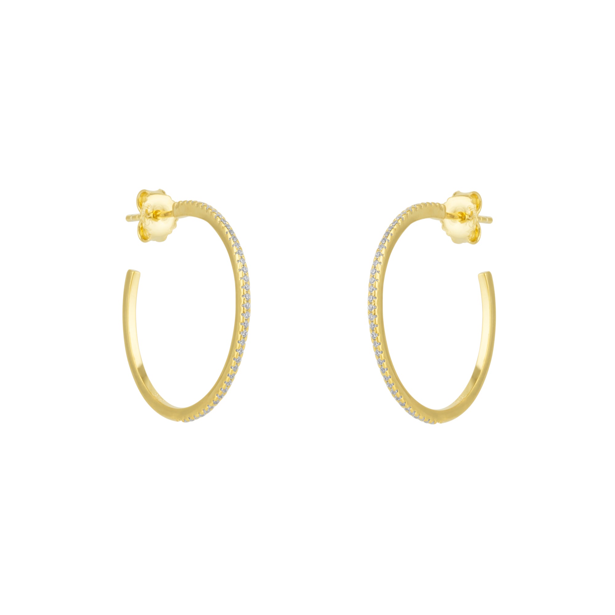 Gold Sterling Silver Stud Hoop Earring, Image 1 of 1