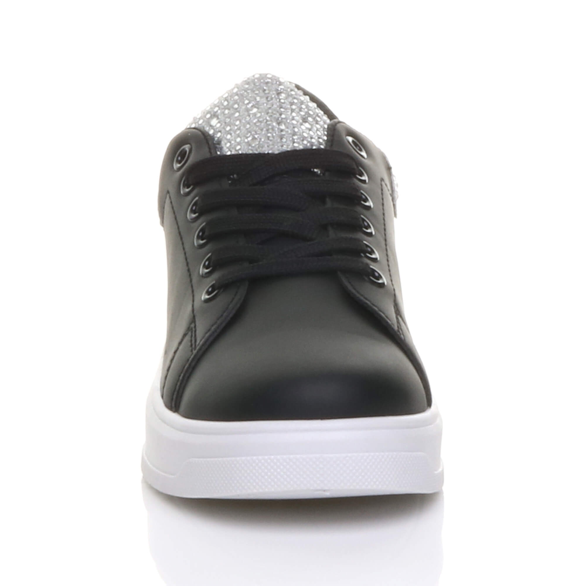 Silver AJVANI Silver Flat Chunky Diamante Sparkly Trainers, Image 6 of 6