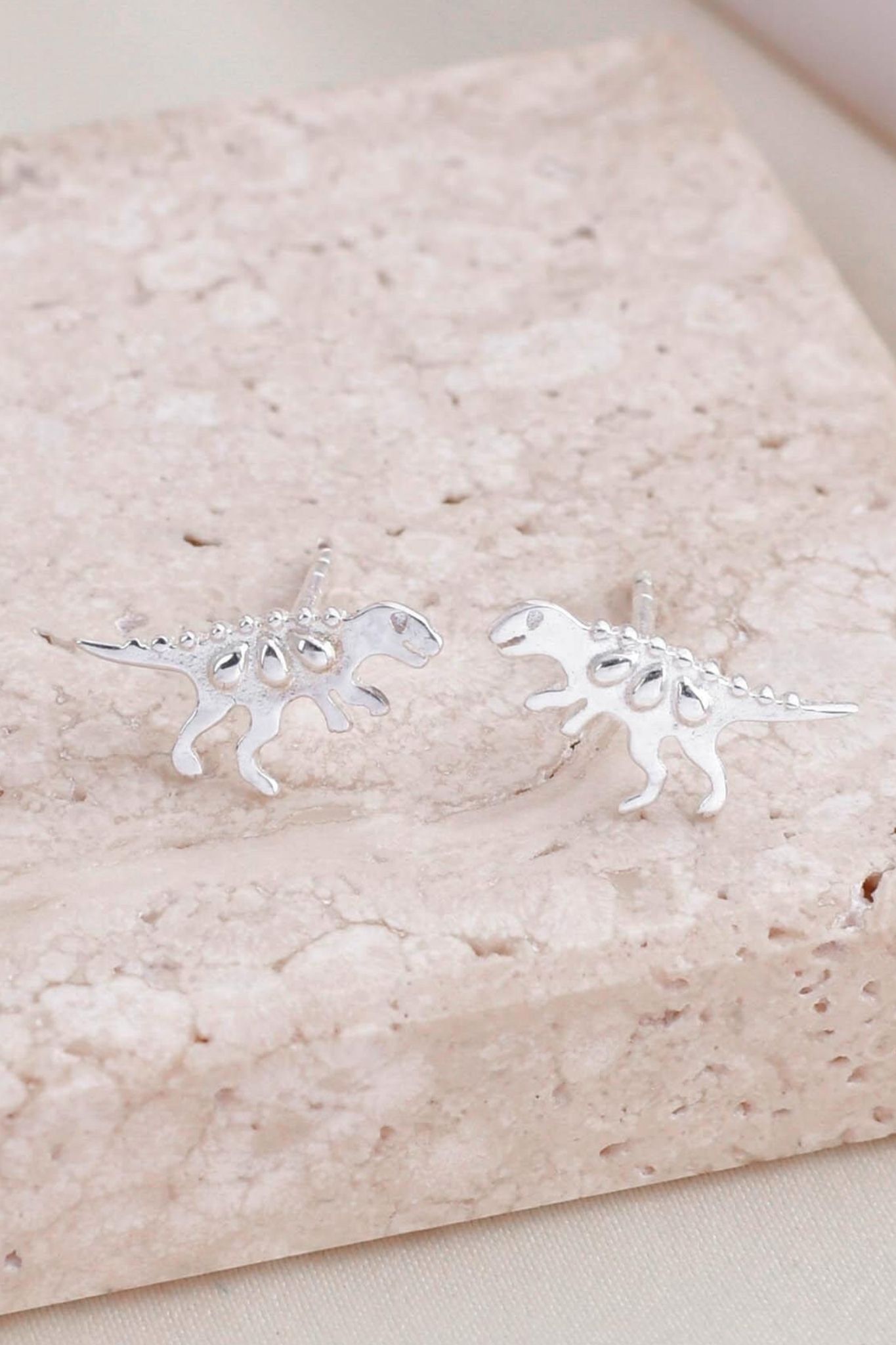 Silver Sterling Silver T-Rex Dinosaur Stud Earrings, Image 1 of 4
