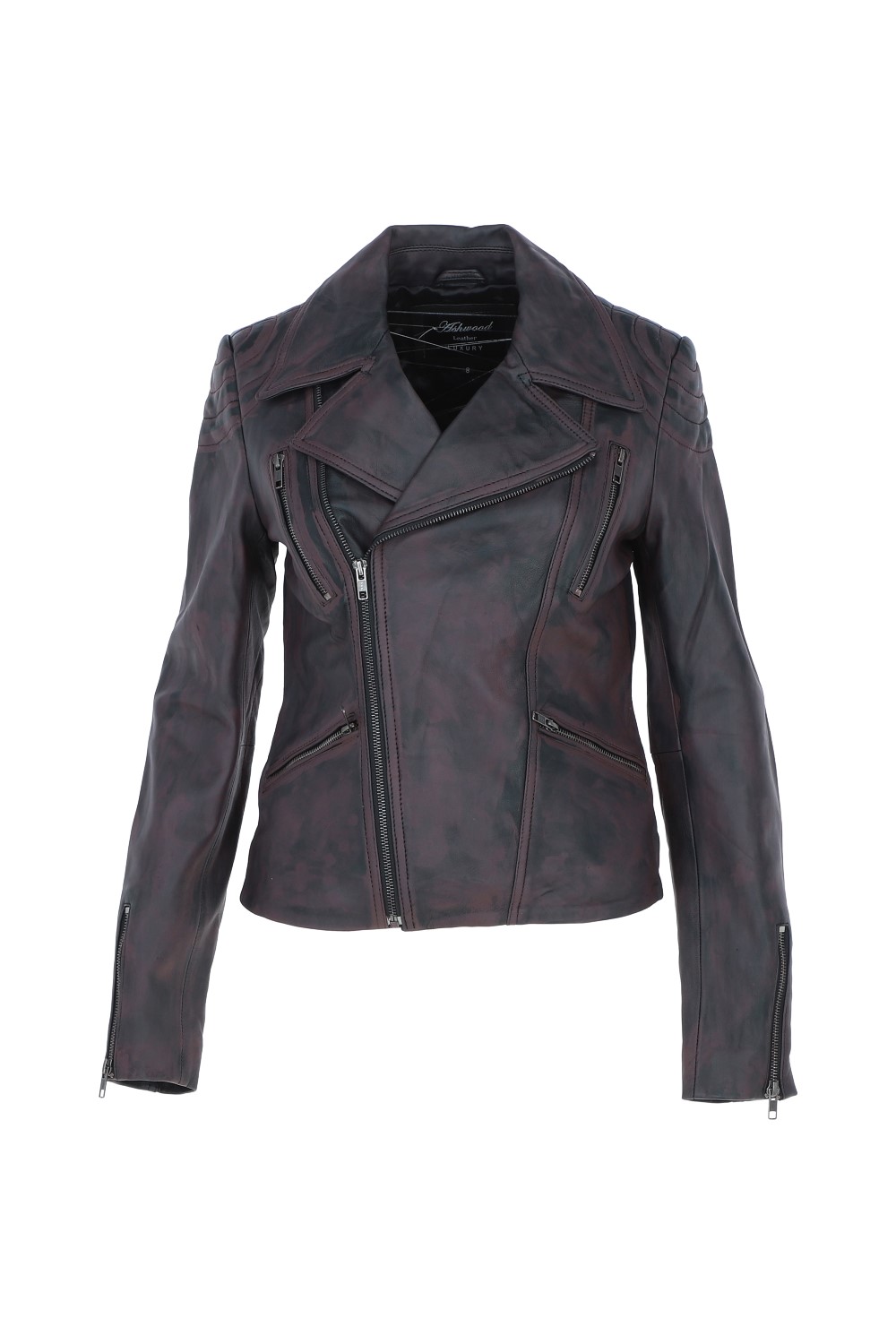 Black Ashwood Leather Black Real Leather Antique Biker Jacket, Image 2 of 5