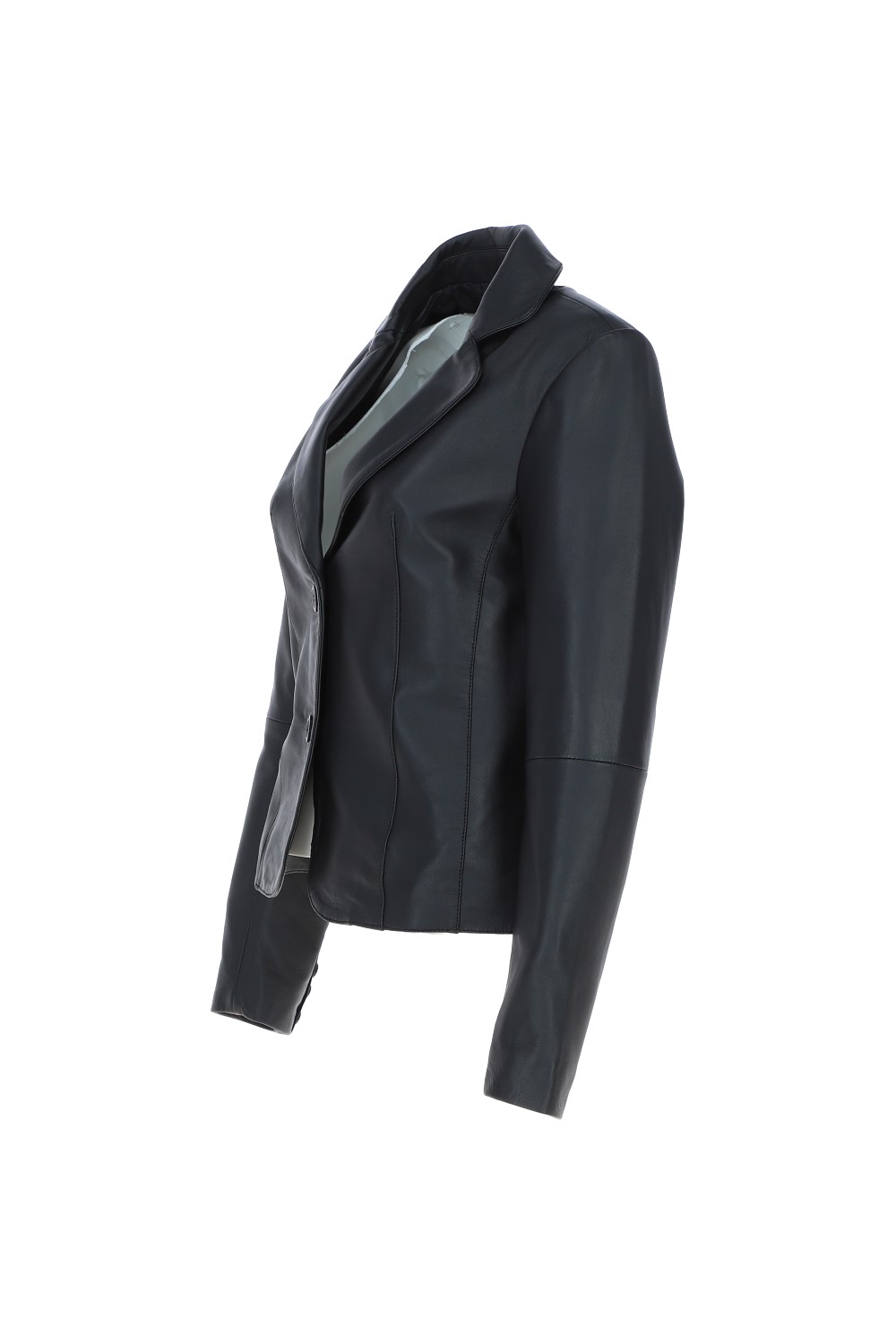 Black Ashwood Leather Black 'Angelica' Real Leather Two Button Blazer, Image 3 of 5
