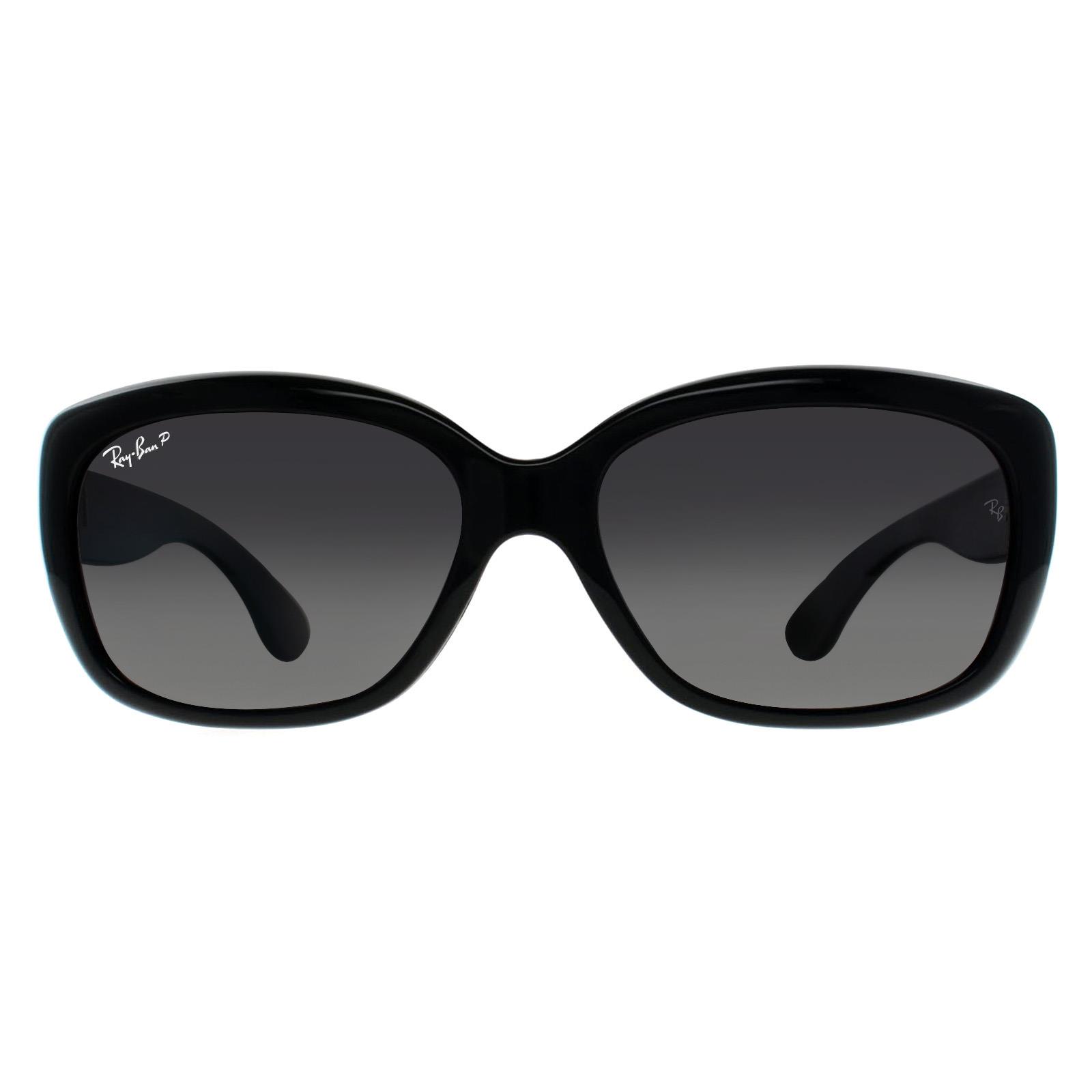 Black Oval Shiny Black Grey Gradient Polarized Sunglasses, Image 1 of 5