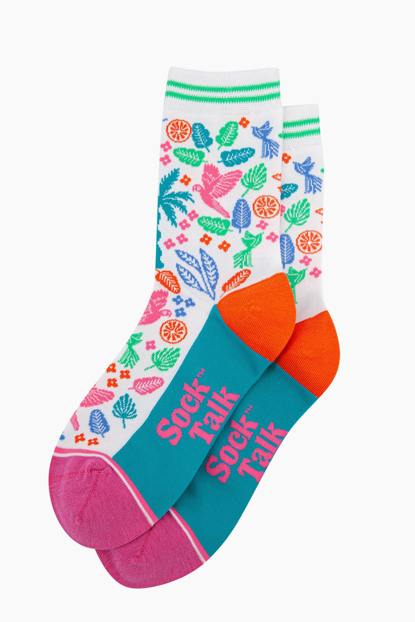 Multi Tropical Rainforest Parrot Bamboo Socks, Image 3 of 4